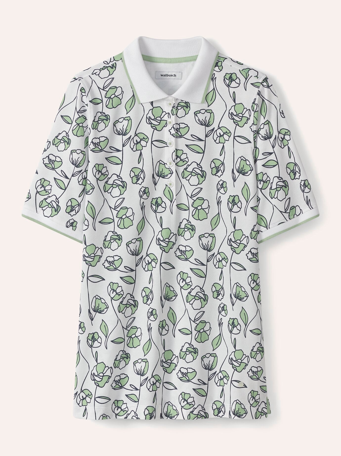 Walbusch Extraglatt Polo Green Cotton Blend Size 44 7