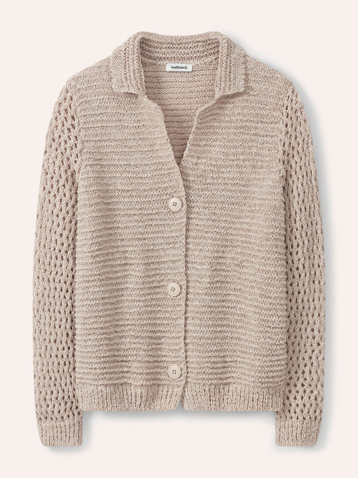 Walbusch Strickjacke mit Leinen, normale Größen, Farbe Beige, 52, edles Leinenmix-Bändchengarn leicht & atmungsaktiv Damen 3