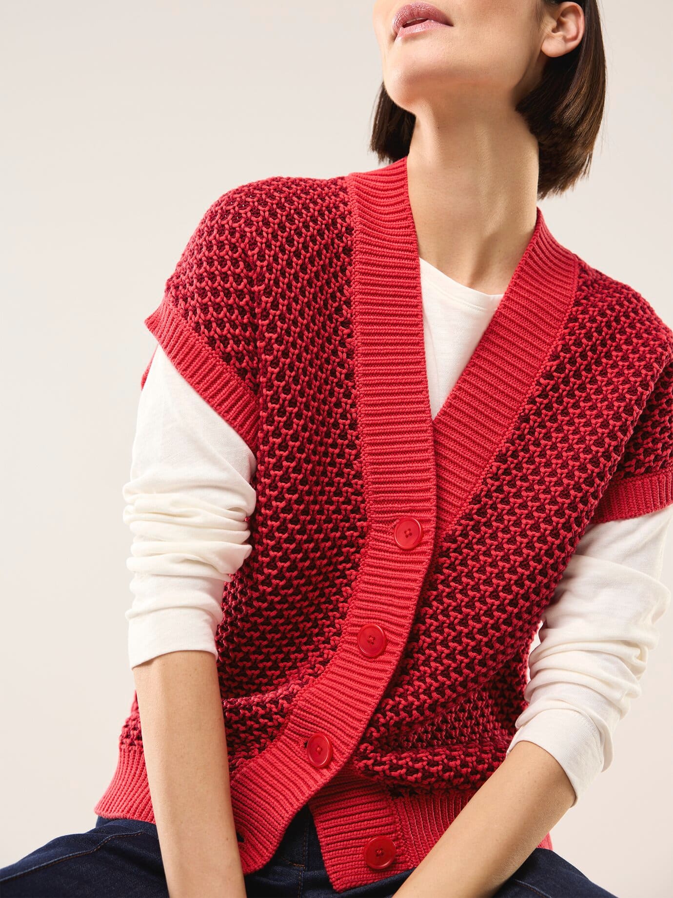 Thumbnail - Strickweste mit Waffelstruktur