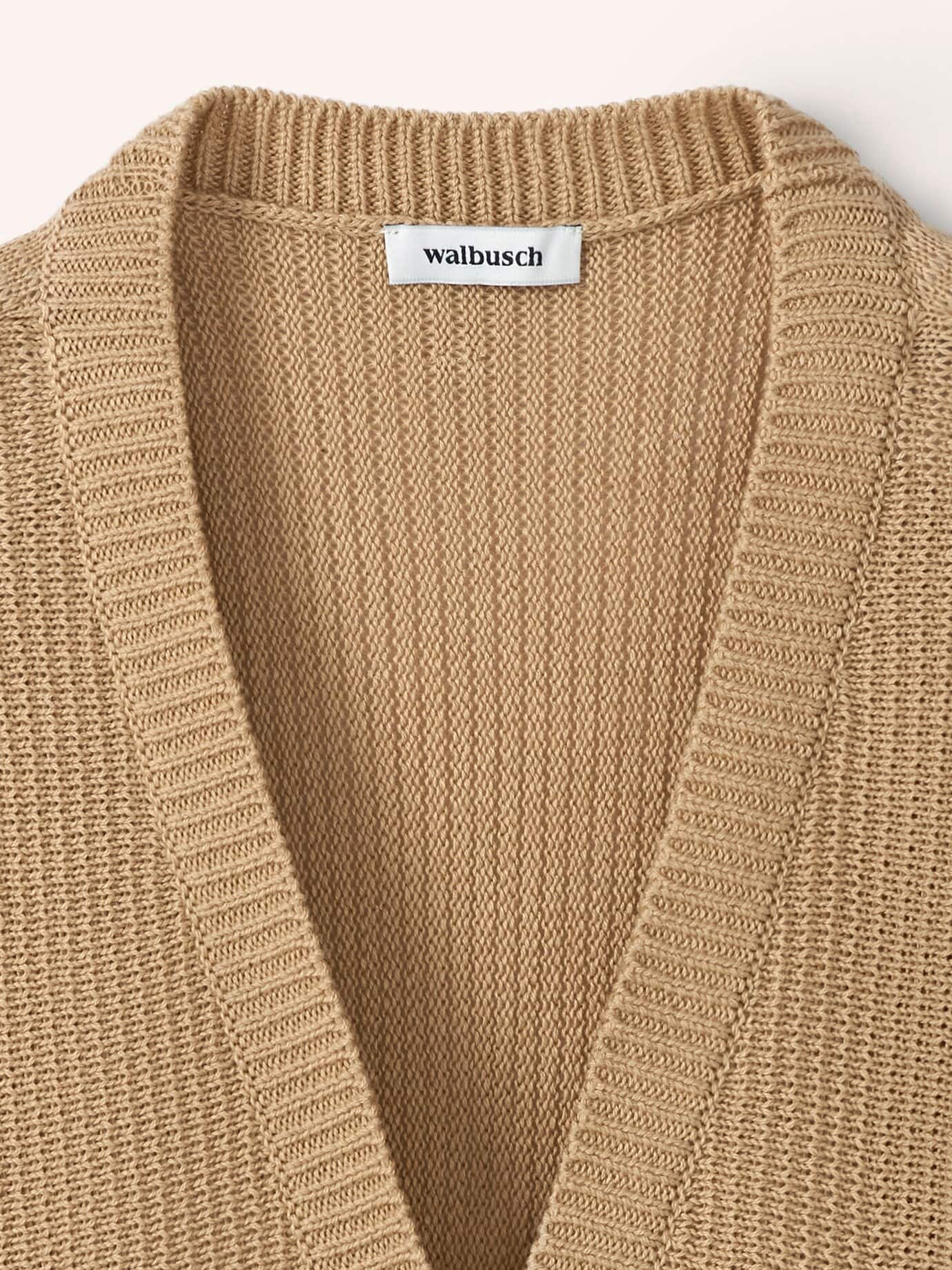 Walbusch Strickweste Strukturmuster, normale Größen, Farbe Beige, 52, modern-lässiger Schnitt komfortabler Baumwollmix Damen 4