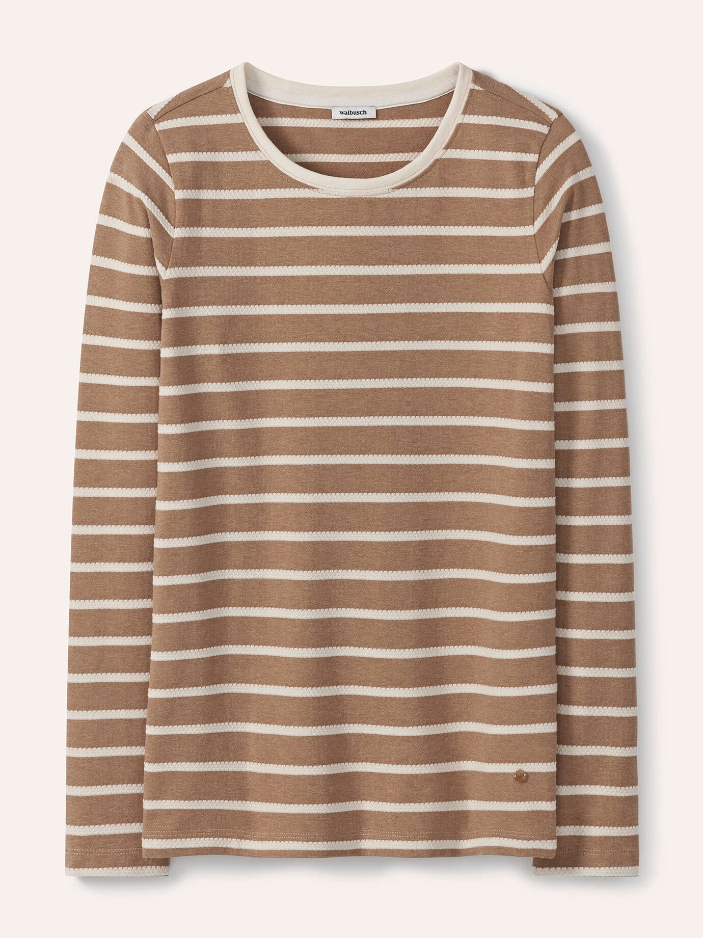 Walbusch Baumwollshirt Ringelstruktur, normale Größen, Farbe Beige, 48, bequem, da elastisch weicher Baumwollmix Damen 3
