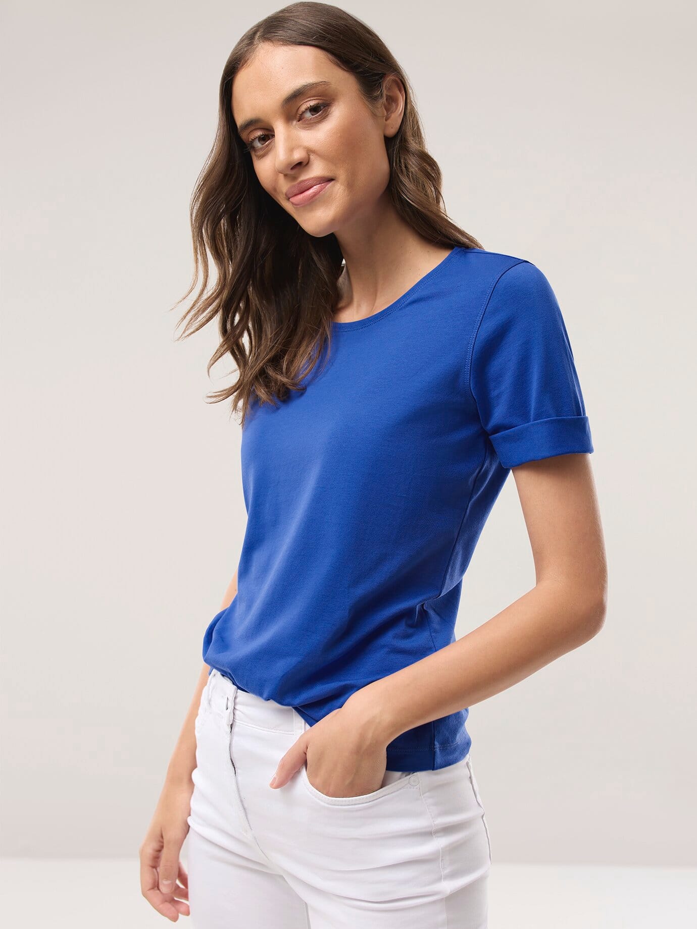 Thumbnail - Baumwoll-Basic-Shirt Halbarm