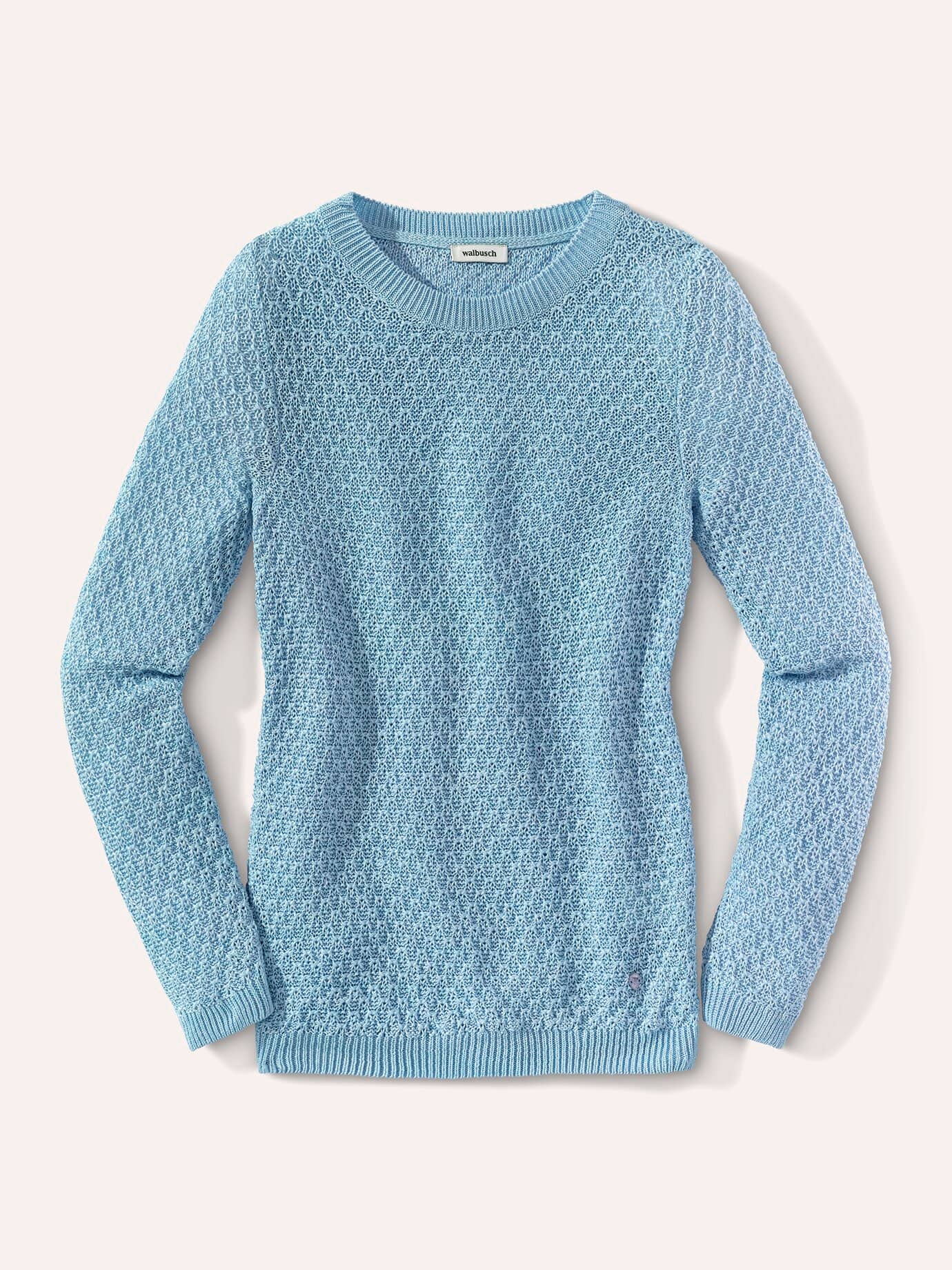 Edelgarn-Pullover Lino, normale Größen, Farbe Blau, 46, reines Leinen italienisches Garn Damen