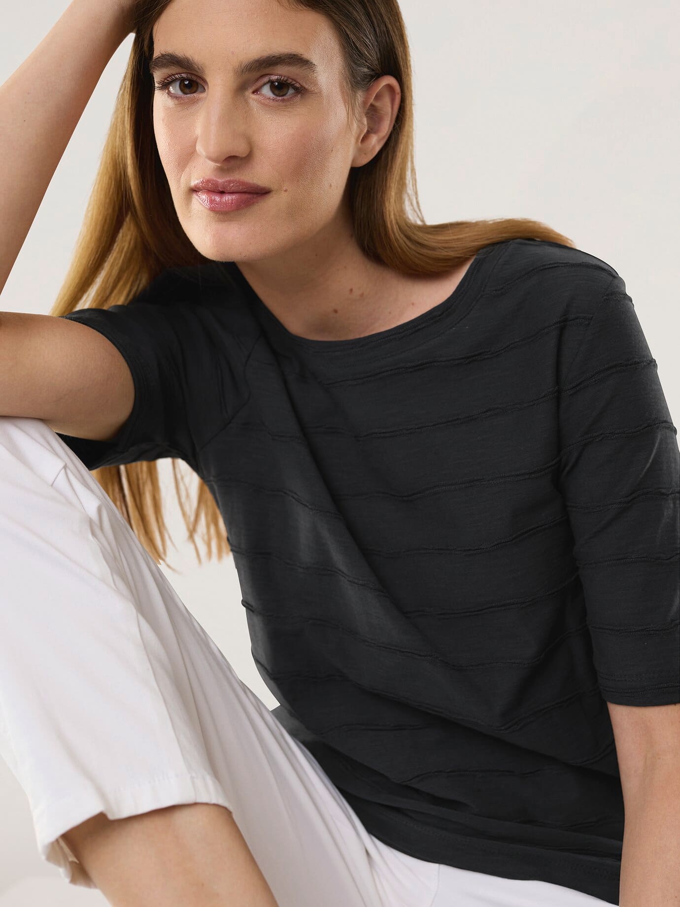 Thumbnail - Baumwollshirt Streifenstruktur