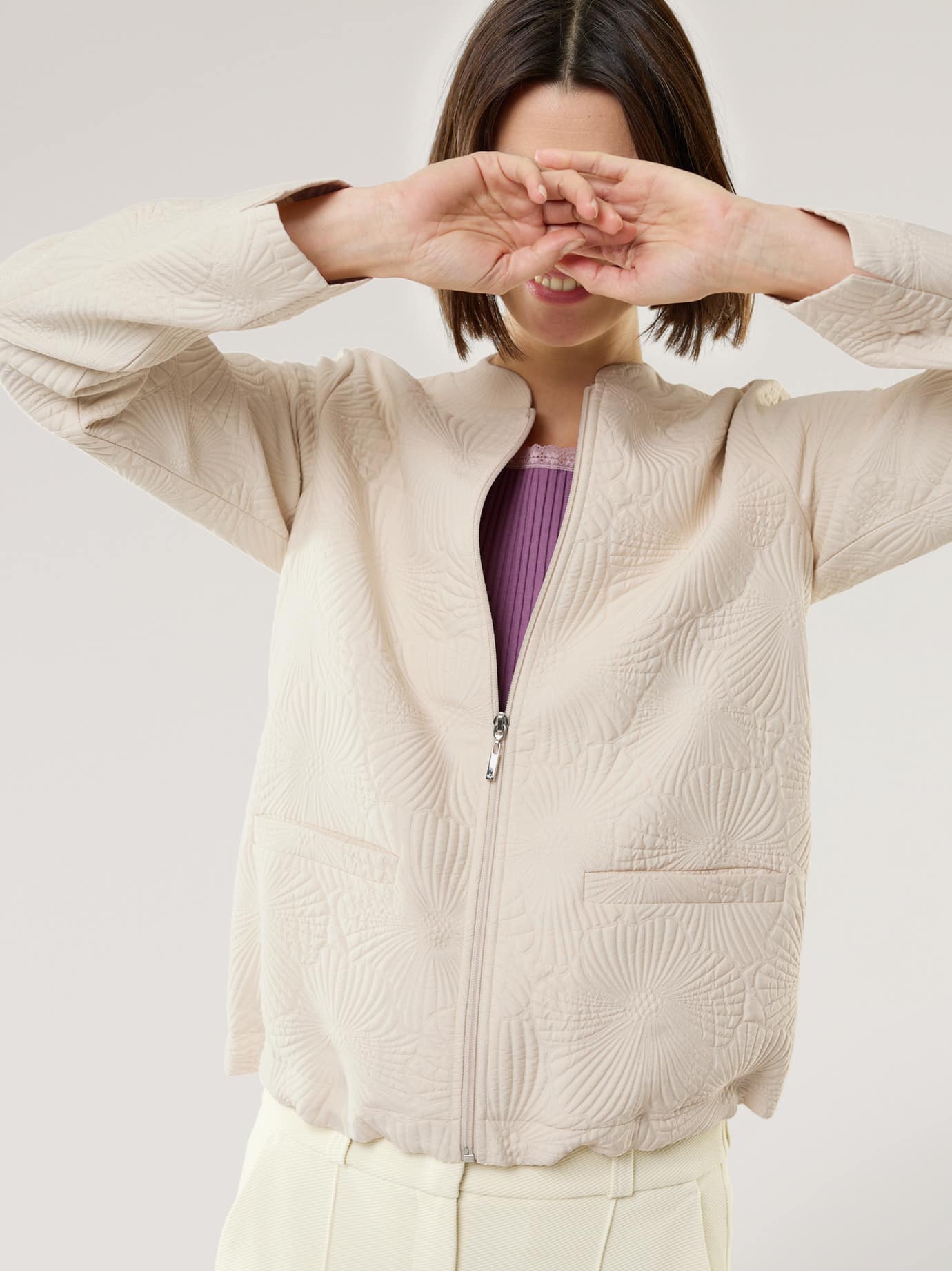 Walbusch Strukturblouson Women's Jacket Beige 38 2