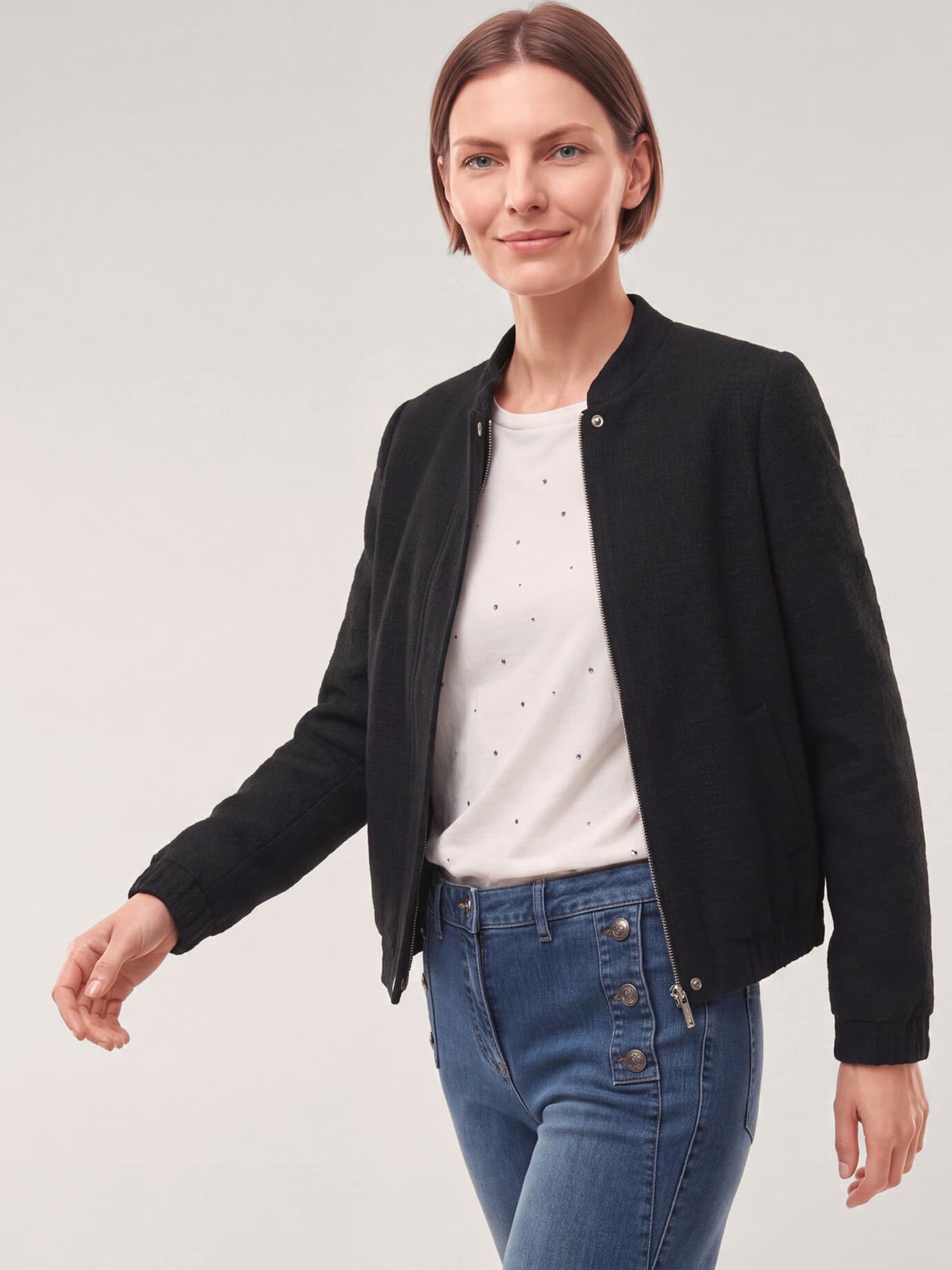 Walbusch Damen Fliegerjacke aus Boucle Schwarz