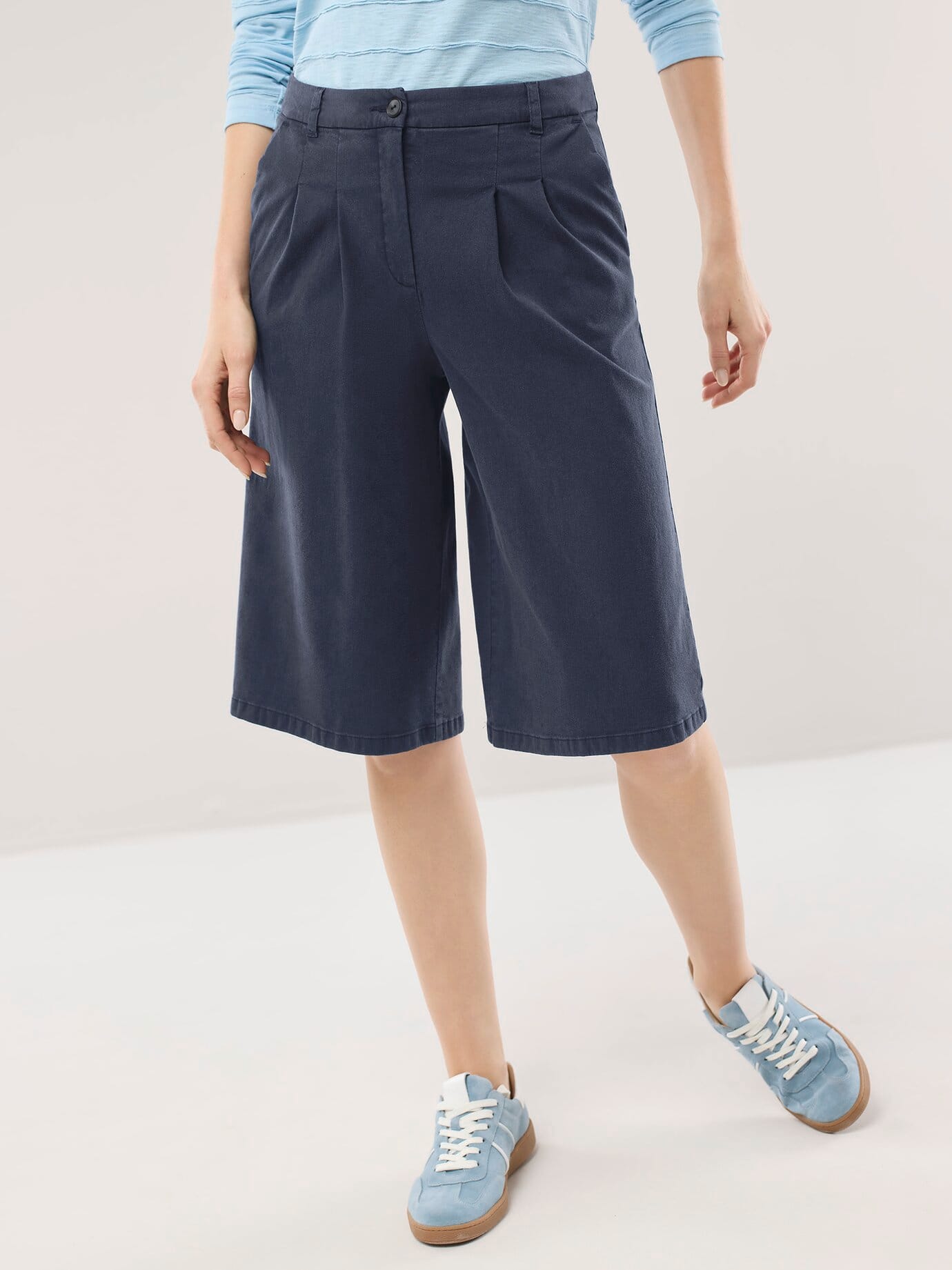 Easycare Hosenrock, nicht notwendig#normale Größen#Kurzgrößen, Farbe Blau, 50, luftiger Lyocell-Leinenmix bequem Damen