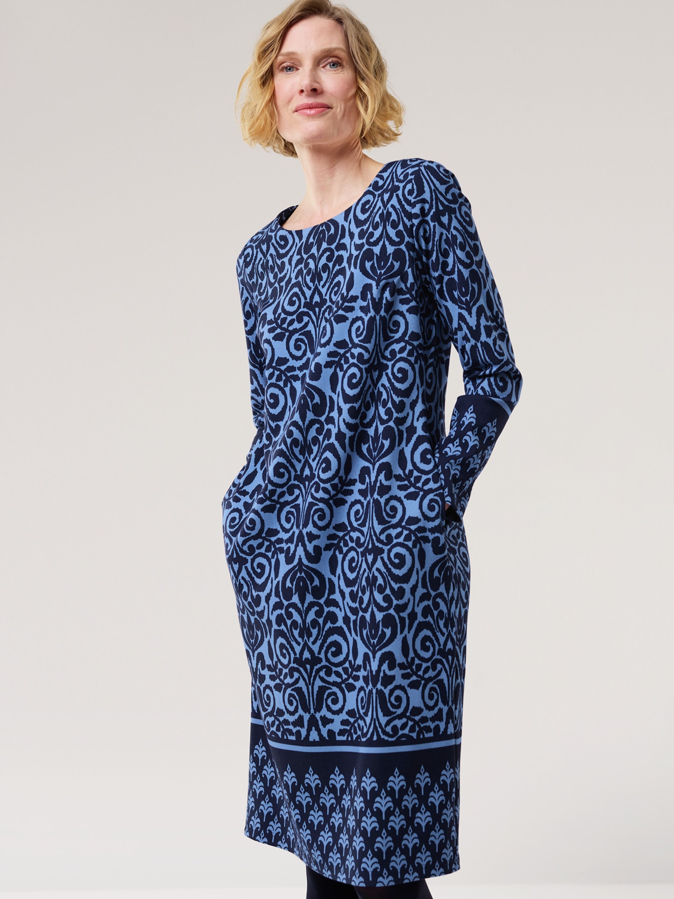 Jerseykleid Ornament Marine/Blau