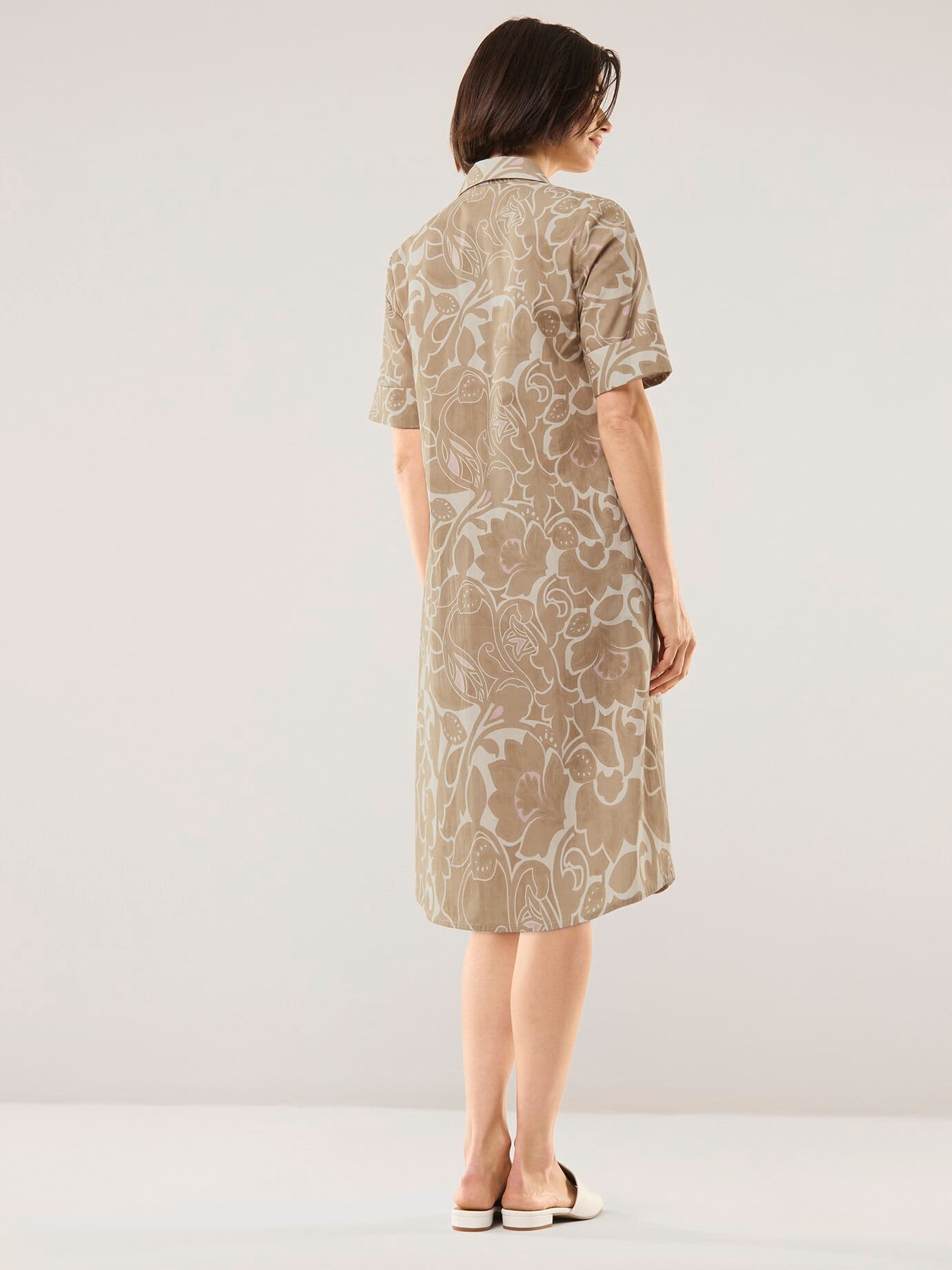 Walbusch Shirt Dress Cotton Beige 36 3