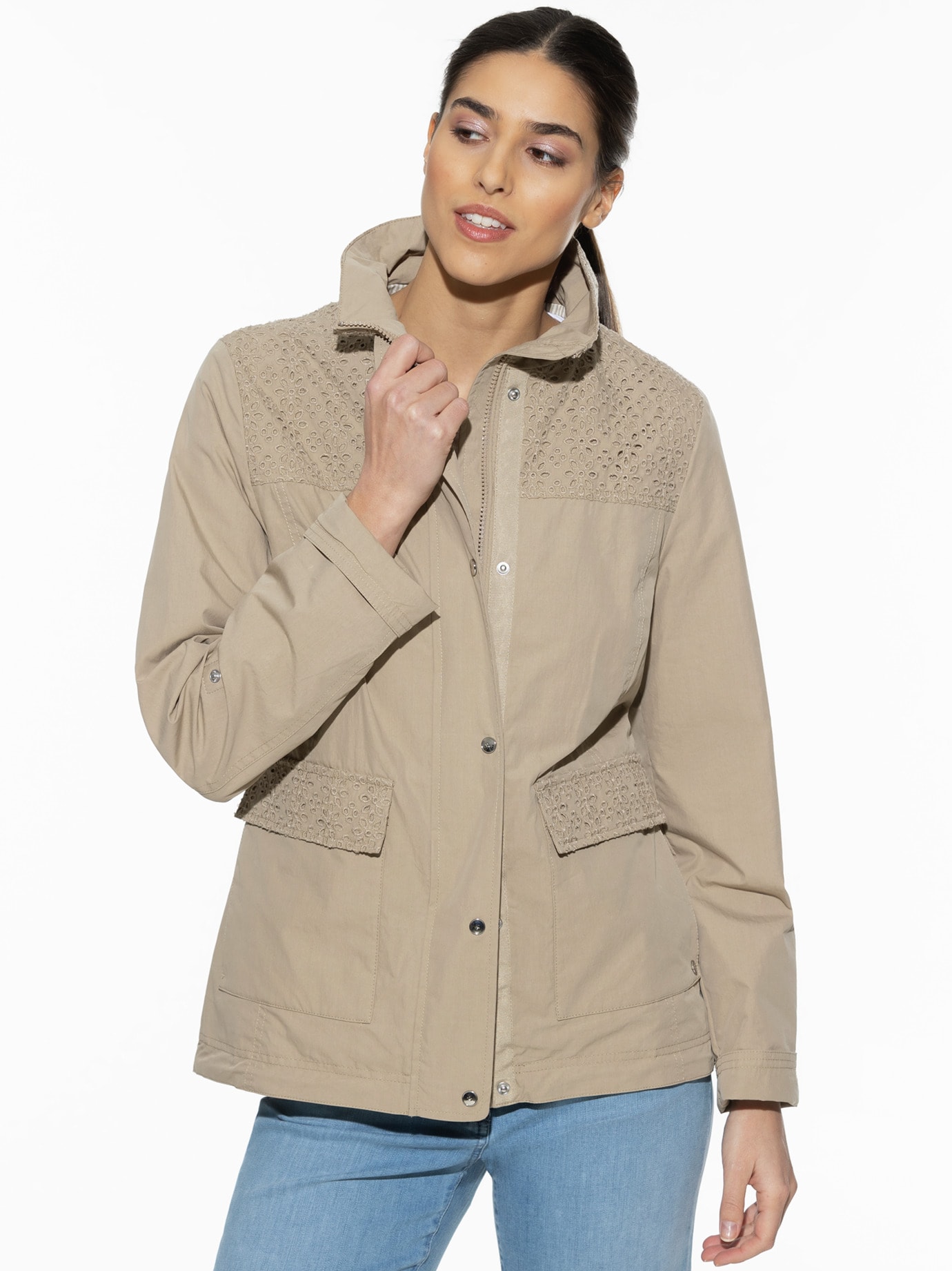 Baumwolljacke Ajour Taupe