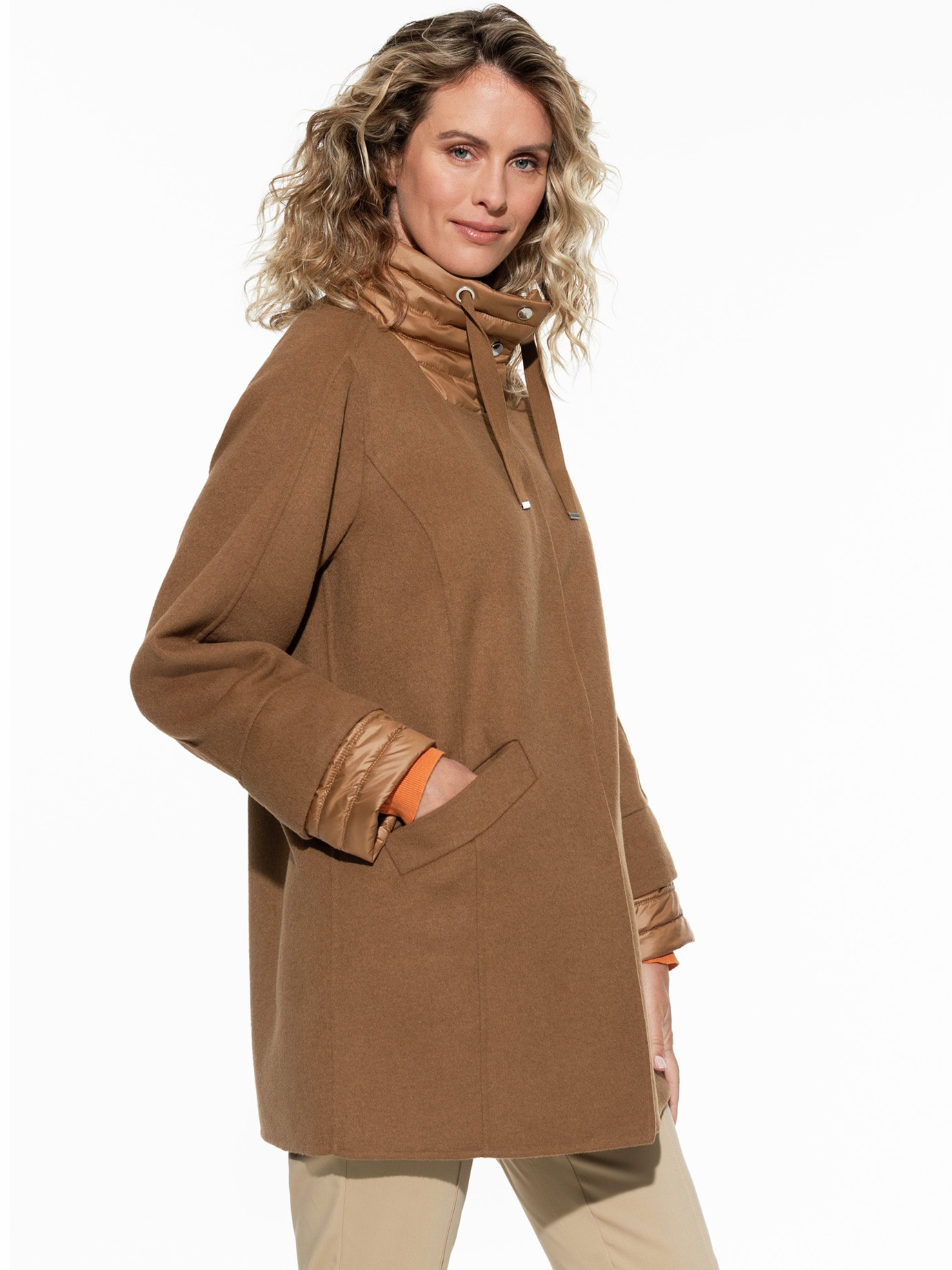 Double-Face-Wolljacke Perfect Match Toffee