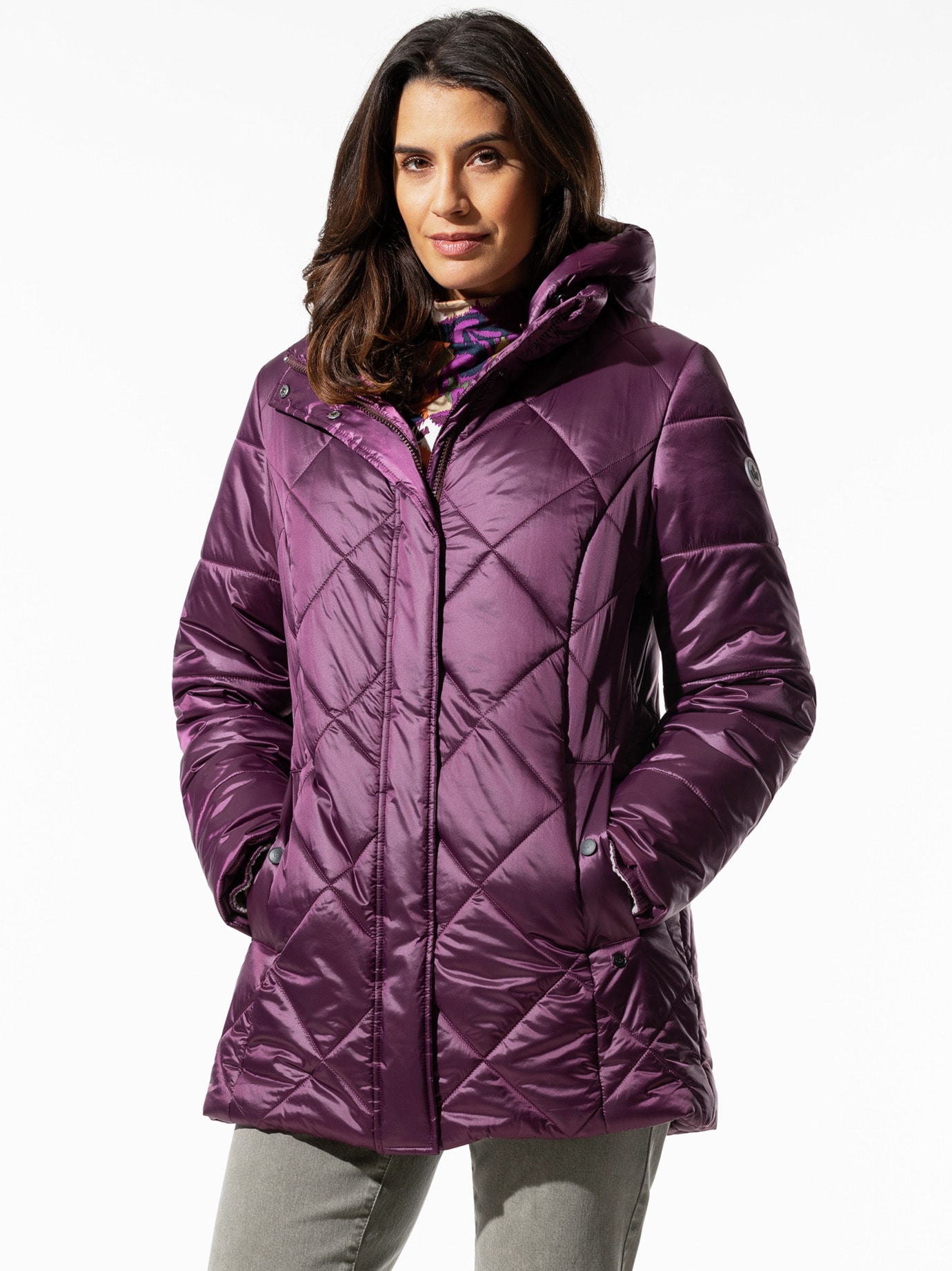 Thermojacke Rautenstepp Brombeere