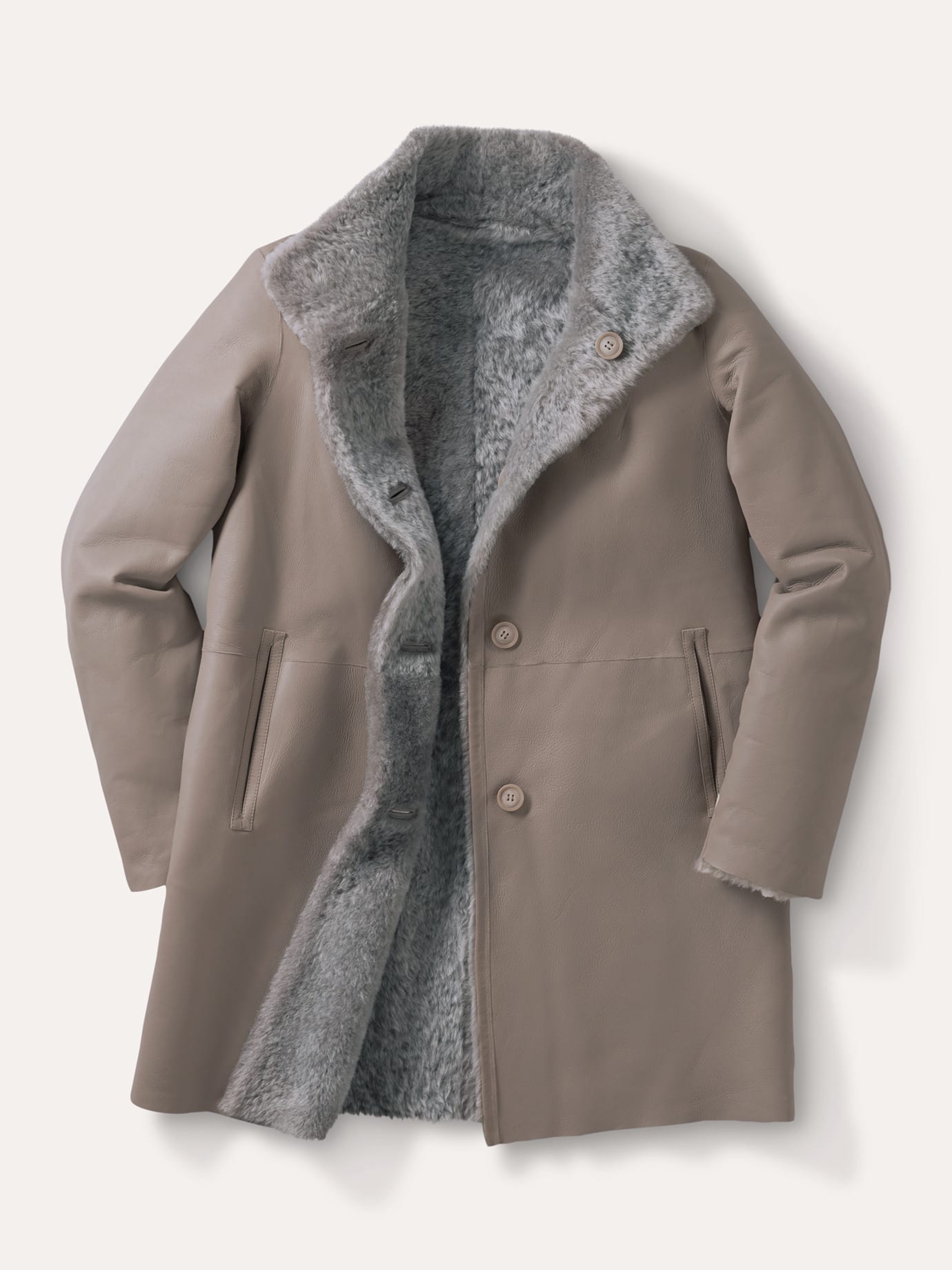 Walbusch Premium Lambskin Reversible Coat Beige Size 22 3