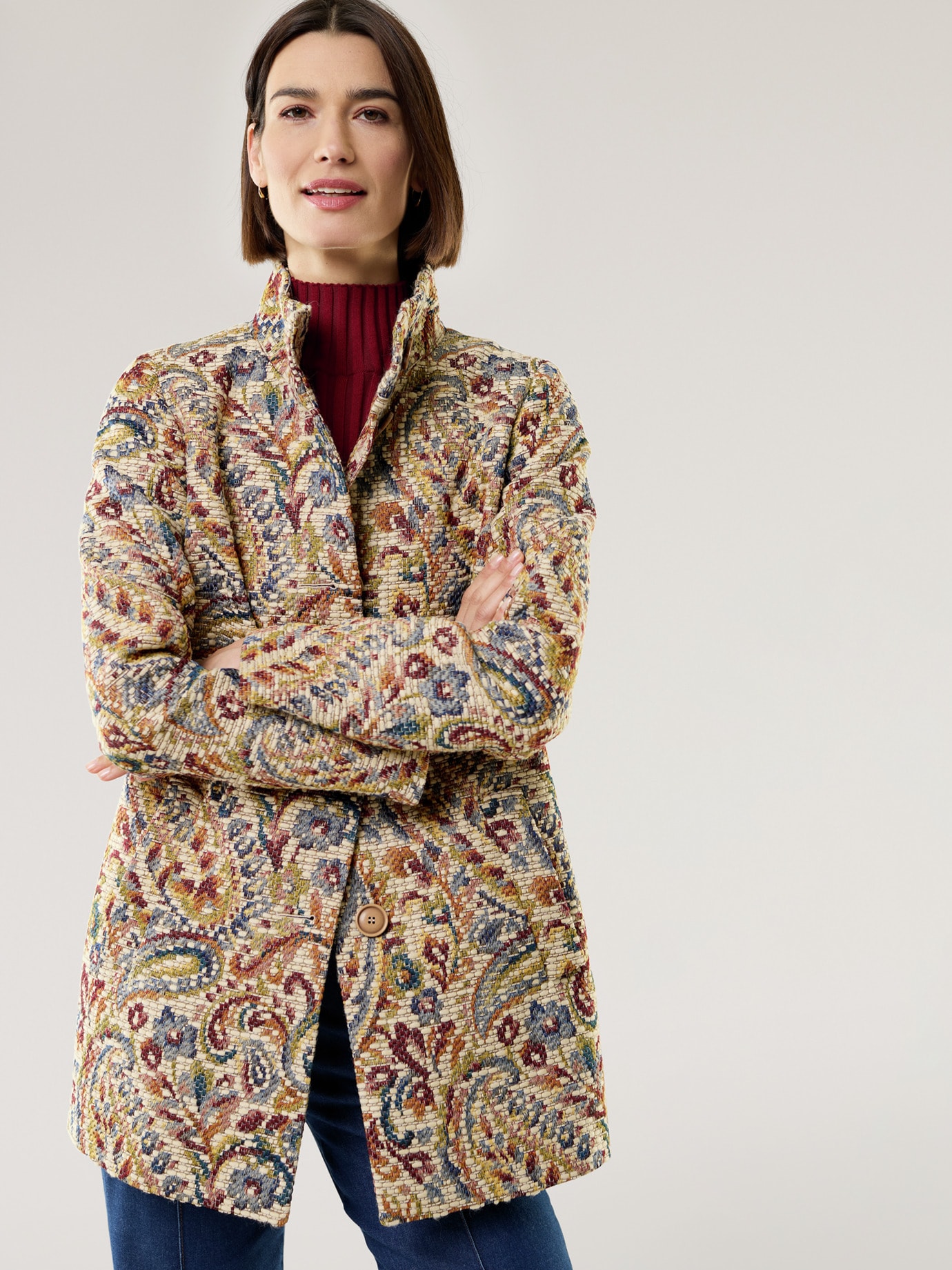 Jacquard Kurzmantel Multicolor