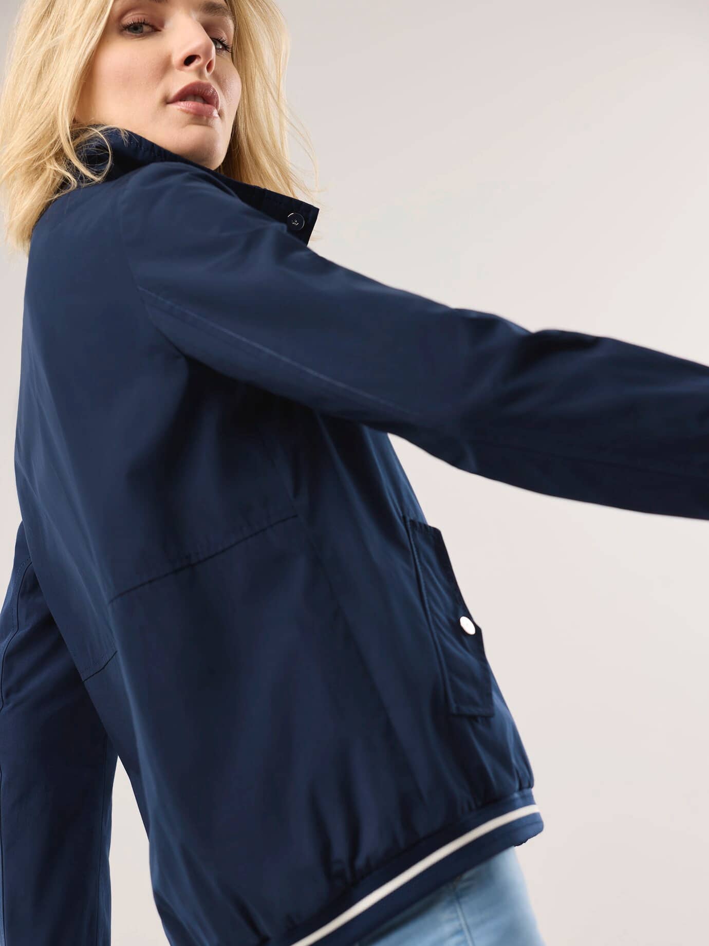 Walbusch Blousonjacke Baumwollmix, normale Größen#Kurzgrößen, Farbe Blau, 19, luftiger Baumwollmix knitterfrei Damen 2