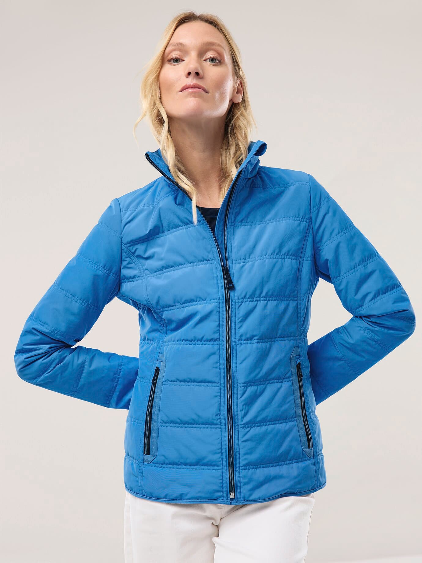 Leichte Steppjacke, normale Größen#Kurzgrößen, Farbe Blau, 23, wiegt wenig wind- und wasserabweisend Damen