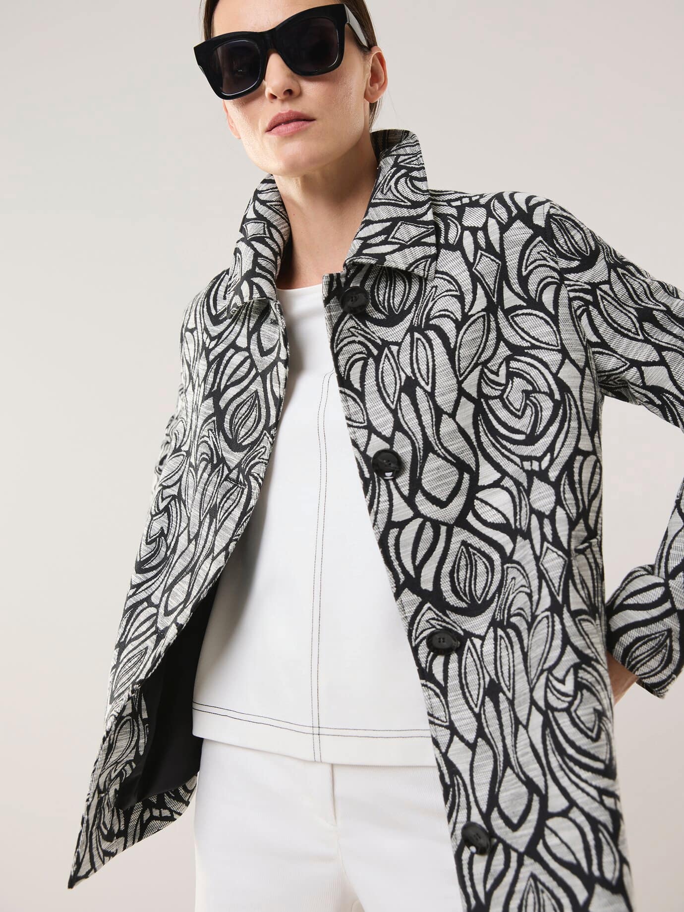 Walbusch Jacquard Jacket Women's Black Size 23 2