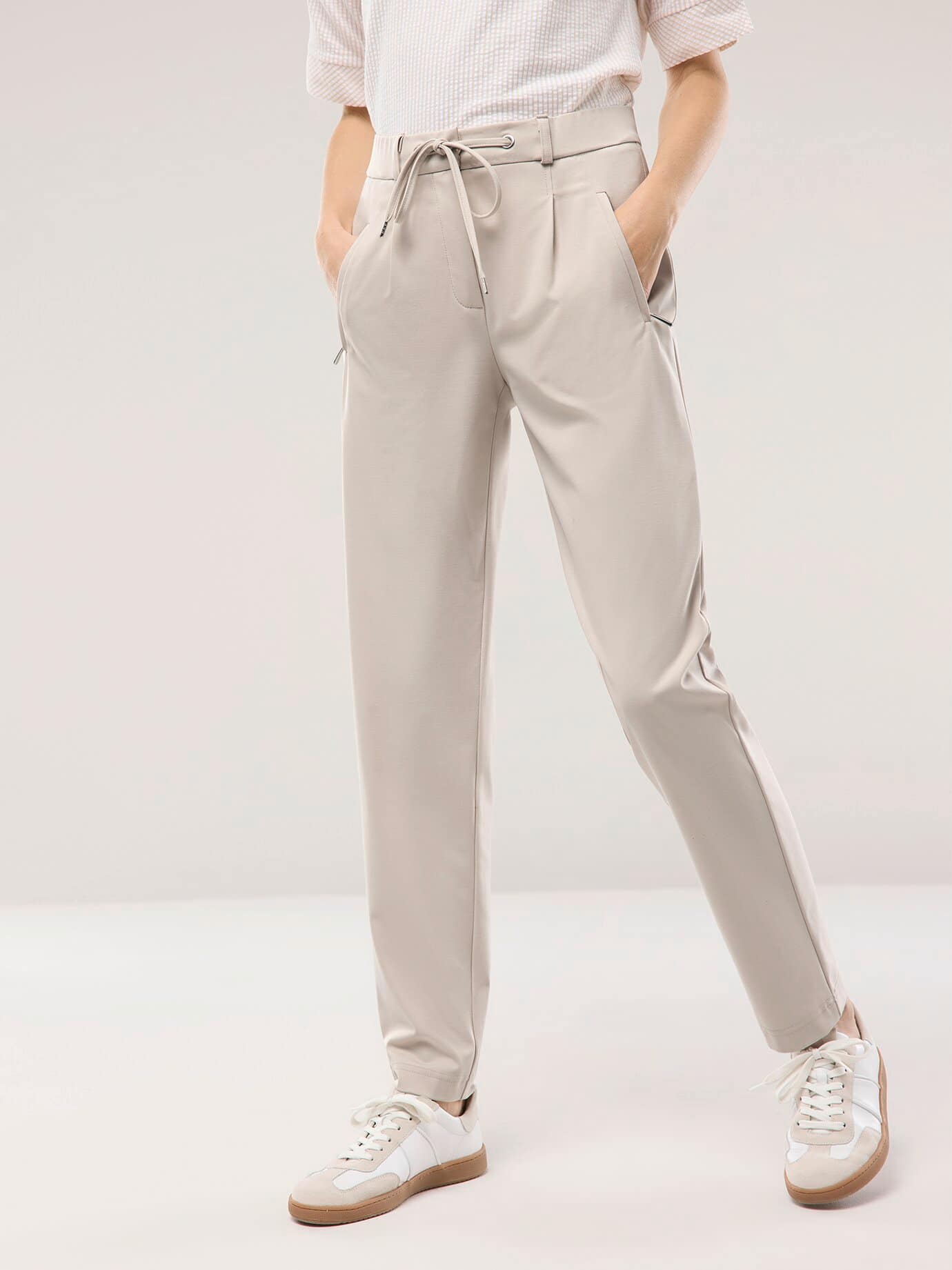 Jerseyhose Stretch & Relax, Regular Fit#normale Größen#Kurzgrößen, Farbe Beige, 44, in alle Richtungen dehnbar bequemer Relaxbund Damen