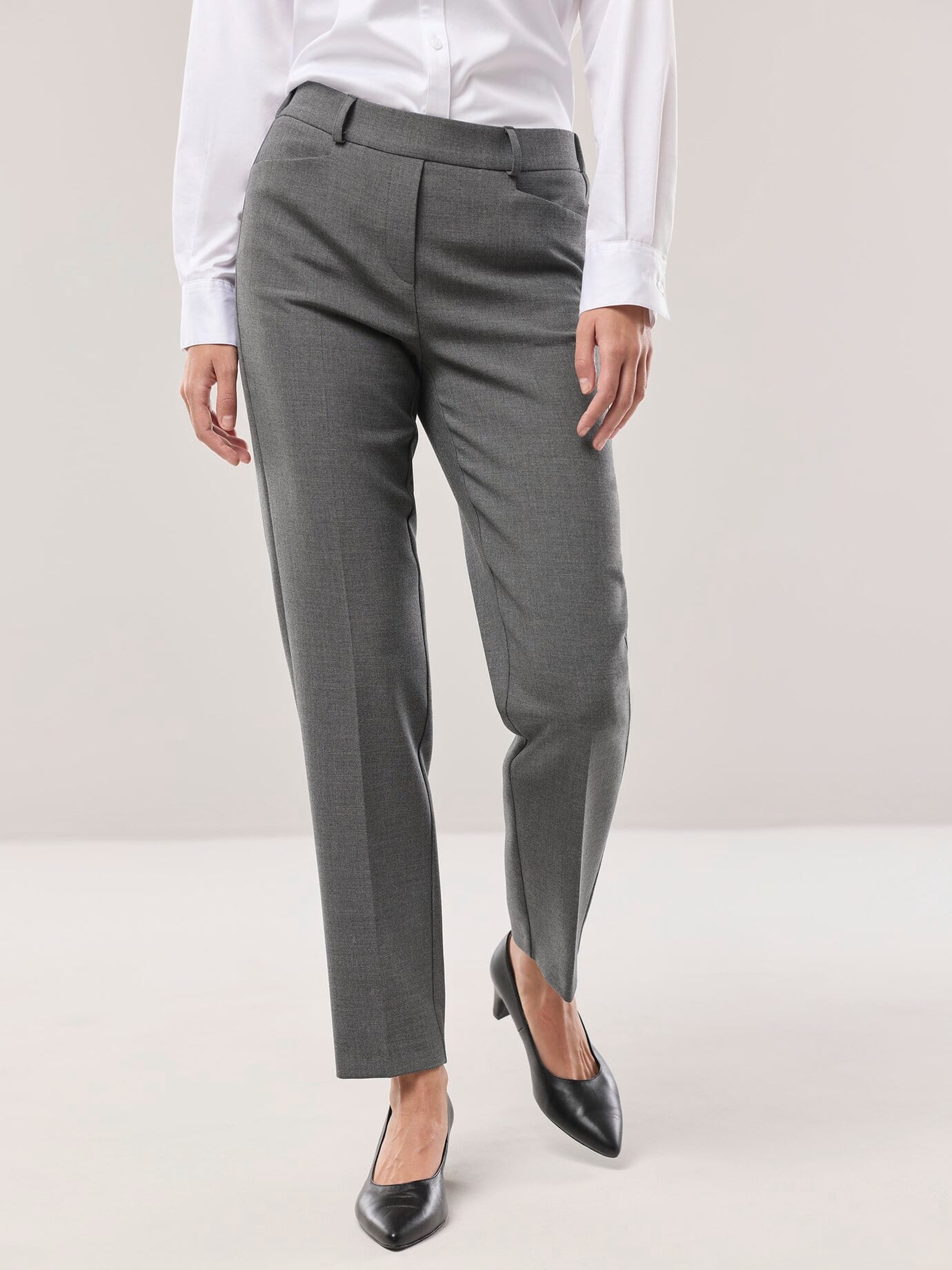 Koffer-Schlupfhose, Regular Fit#normale Größen#Kurzgrößen, Farbe Grau, 24, knitterunempfindlich bequemer Bund Damen