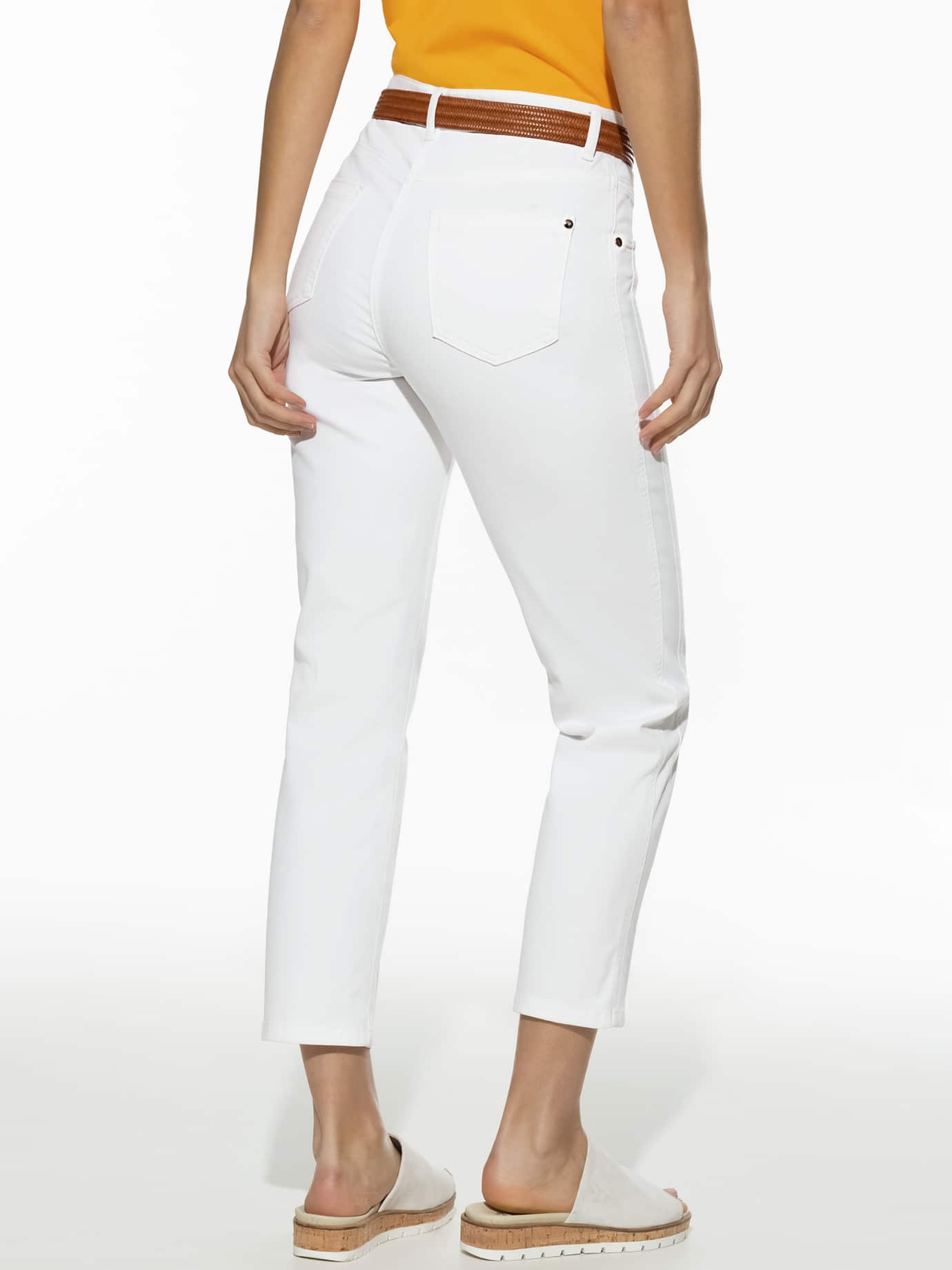 Walbusch 7/8 Cotton Trousers Figure Wonder Slim F White Size 24 3