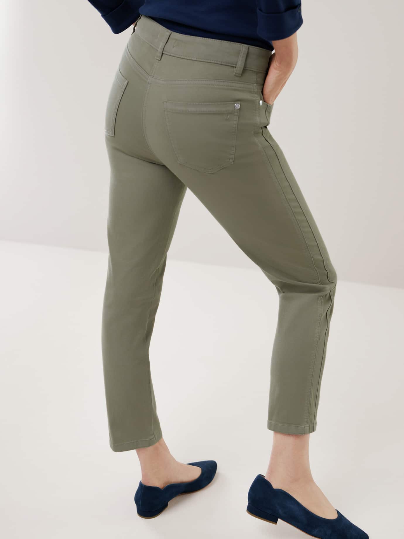 Walbusch 7/8 Cotton Trousers Green Size 20 3