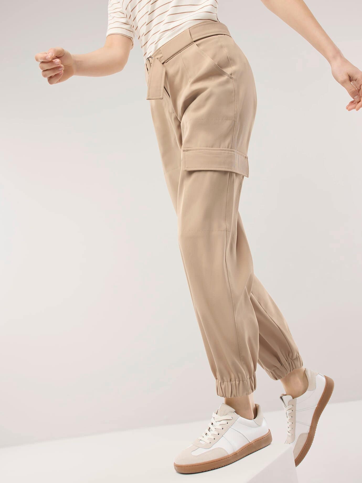 Easycare Cargohose, Regular Fit#normale Größen#Kurzgrößen, Farbe Beige, 48, bequem, da elastisch bügelleicht und knitterarm Damen