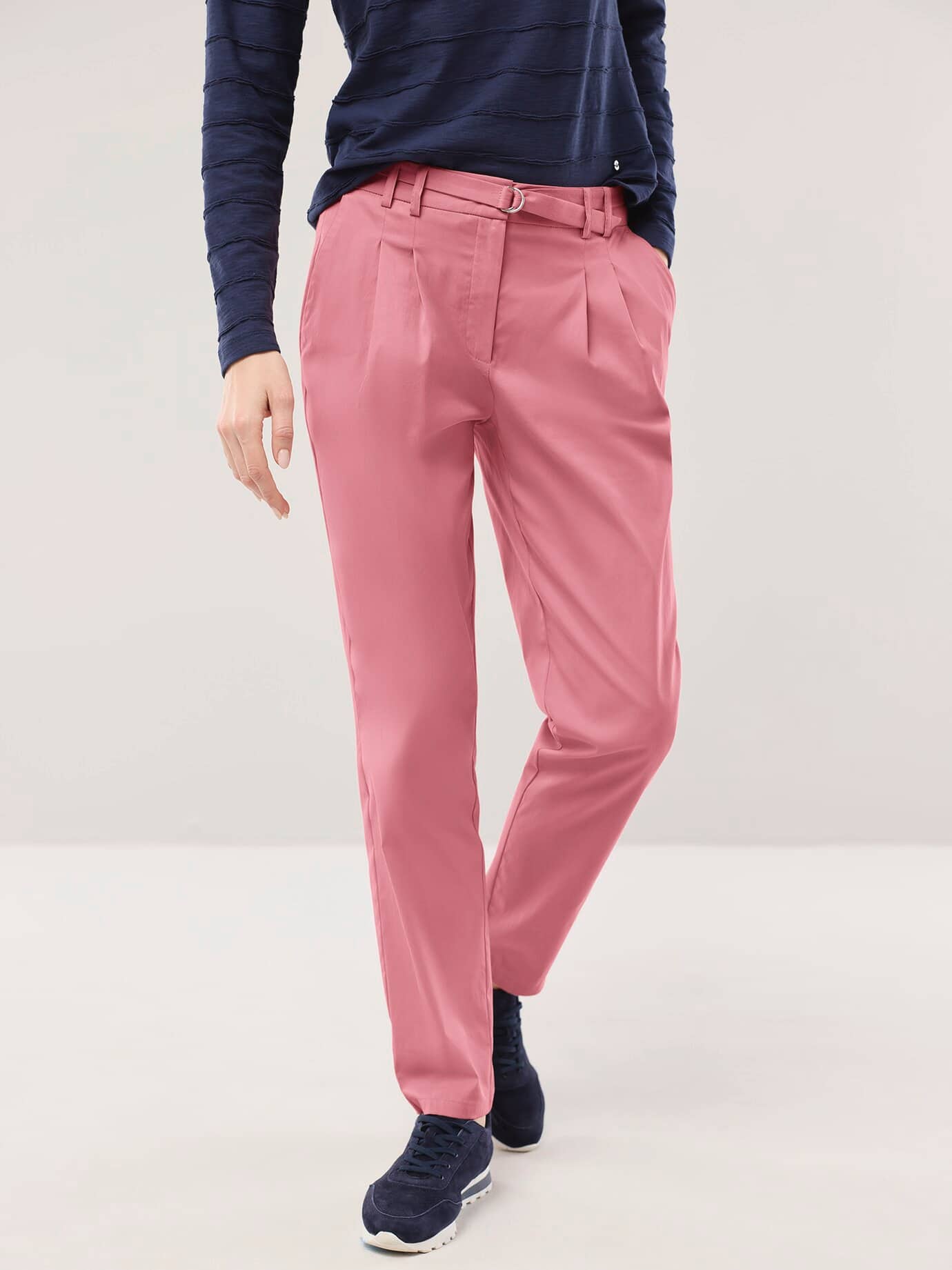 Bundfaltenhose aus Baumwollmix, Regular Fit#normale Größen#Kurzgrößen, Farbe Rosa, 44, weicher Baumwollmix bequem, da elastisch Damen