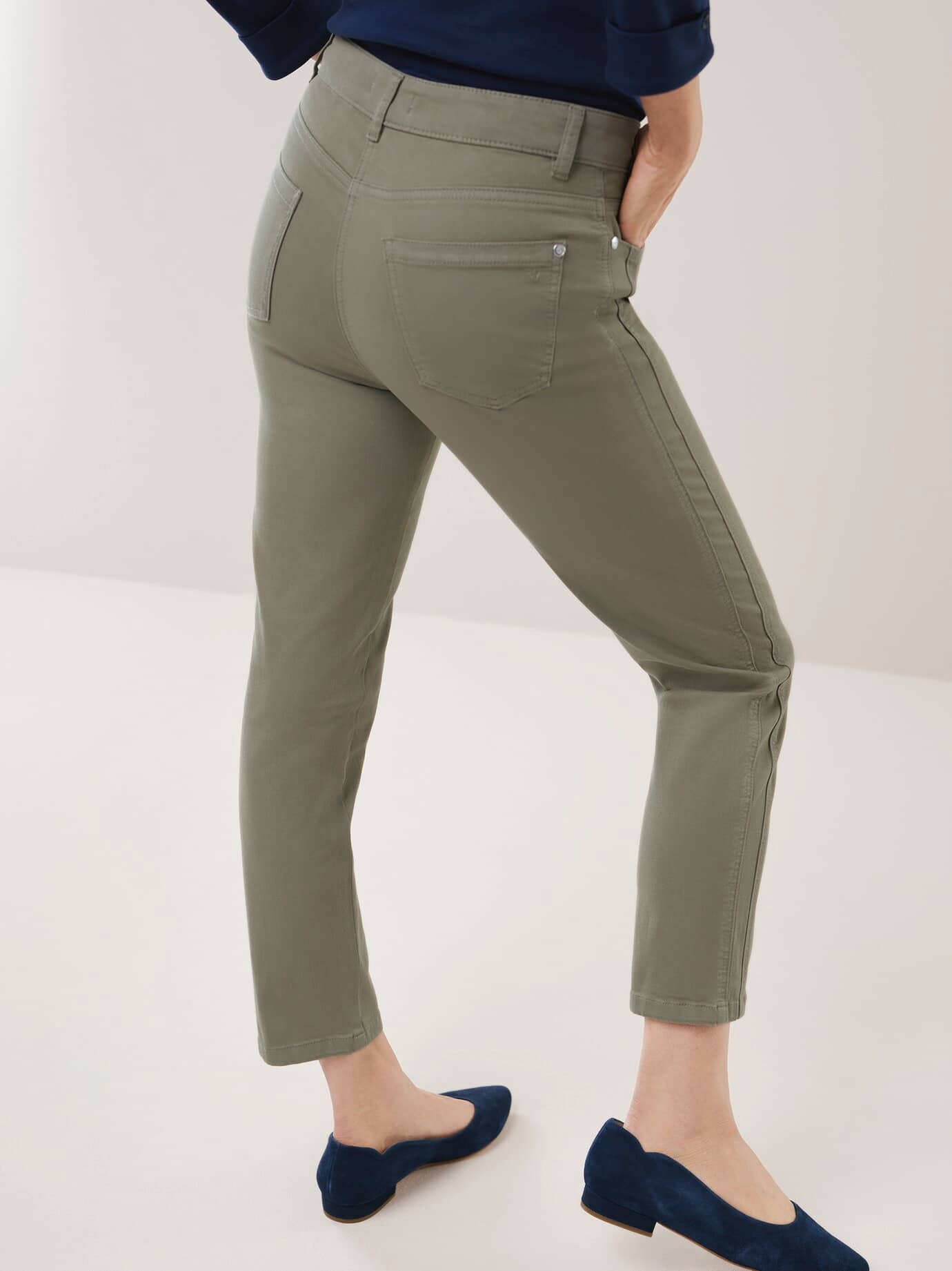 Walbusch 7/8-Baumwollhose Figurwunder FF, Feminine Fit#normale Größen#Kurzgrößen, Farbe Grün, 23, mit Bauchweg-Funktion vorverlegte Seitennaht Damen 3