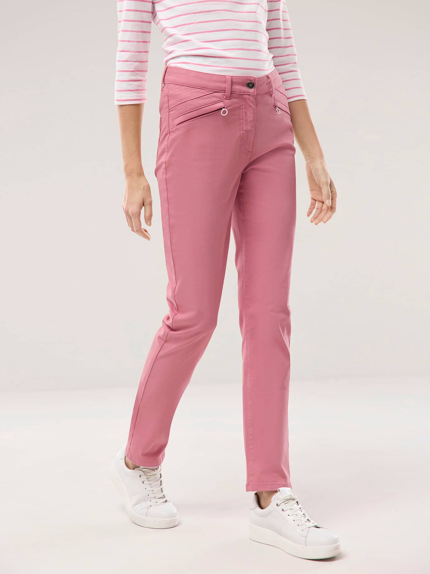 Powerstretch-Baumwollhose, noch offen: Filter Passform#noch offen: Größenlauf, Farbe Rosa, 25, elastisch dank T400 Faser weicher Griff Damen
