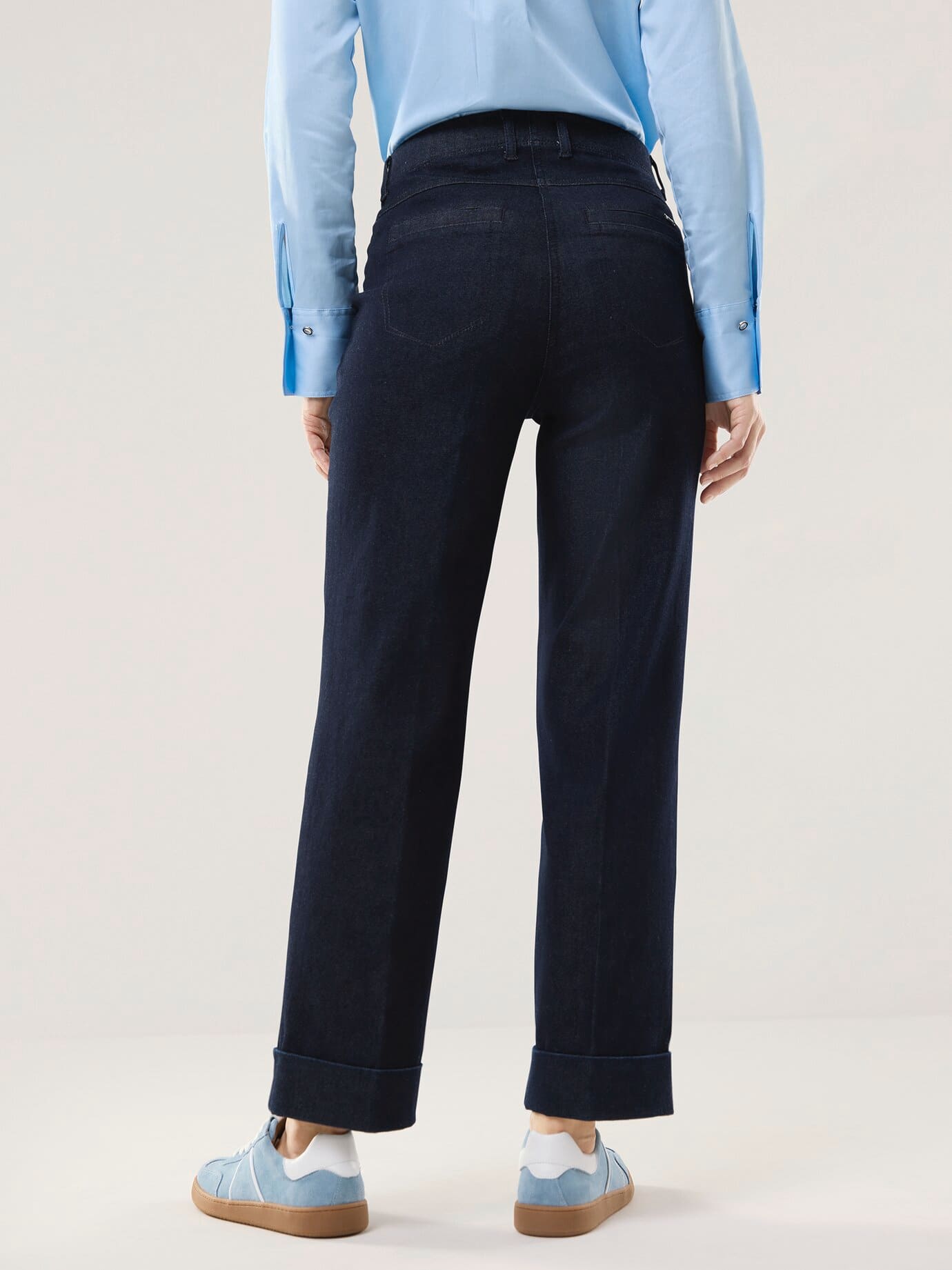Walbusch Chino Denim mit Saumumschlag, Regular Fit#normale Größen, Farbe Blau, 52, modischer Chino-Style leicht und atmungsaktiv Damen 3