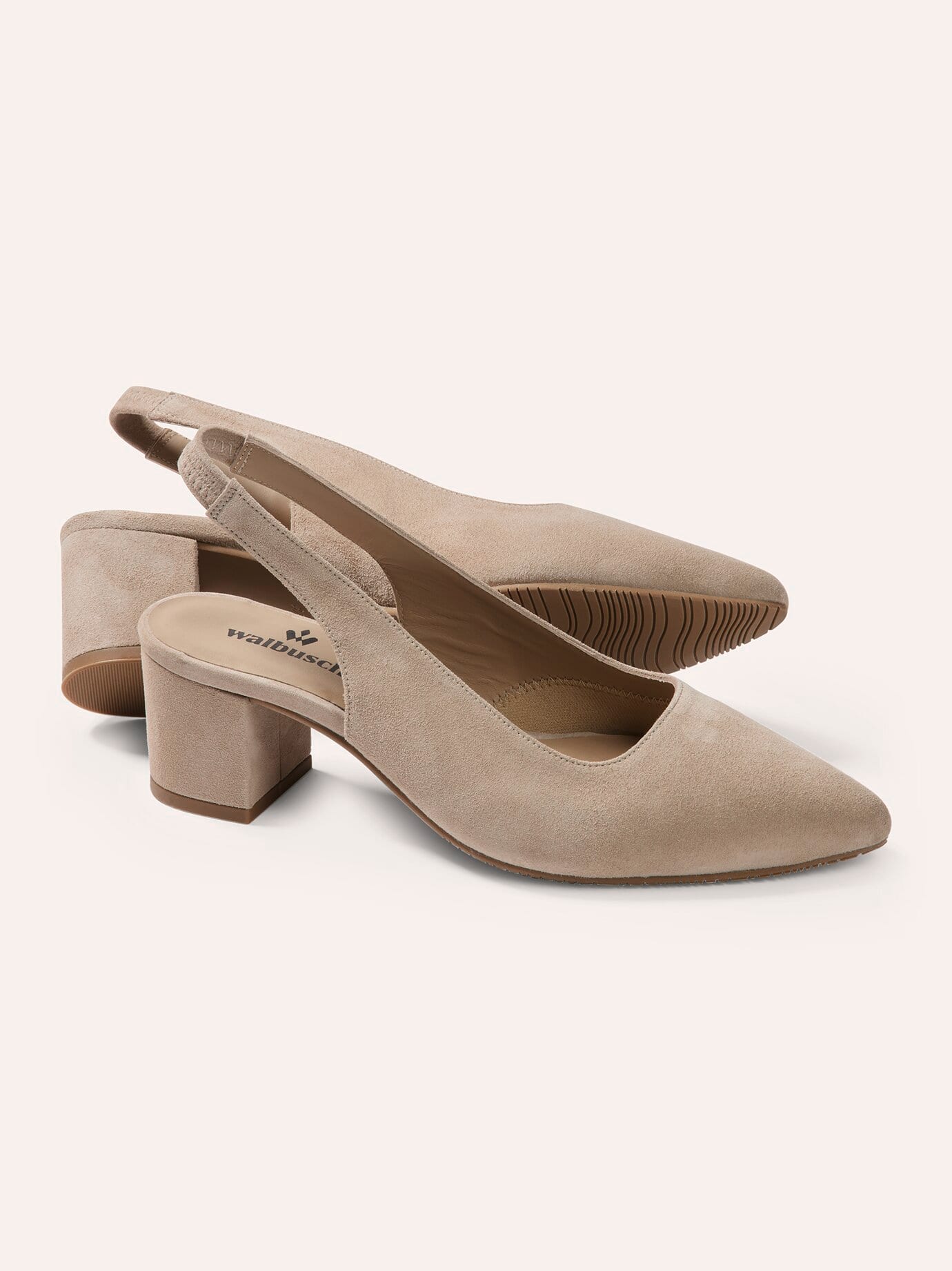 Walbusch Soft Sling Pumps, noch offen: Größenlauf, Farbe Beige, 38, Made in Spain Vorderfußbereich gepolstert Damen