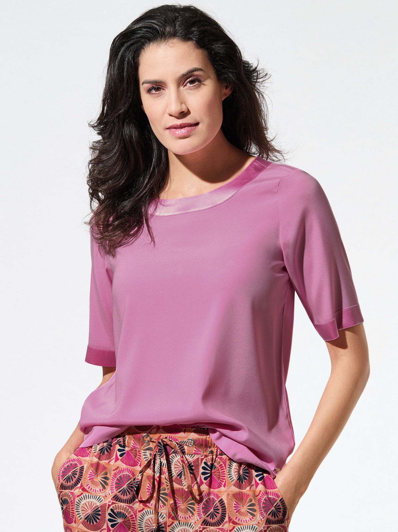 Seiden-Shirtbluse Edel-Basic Pink