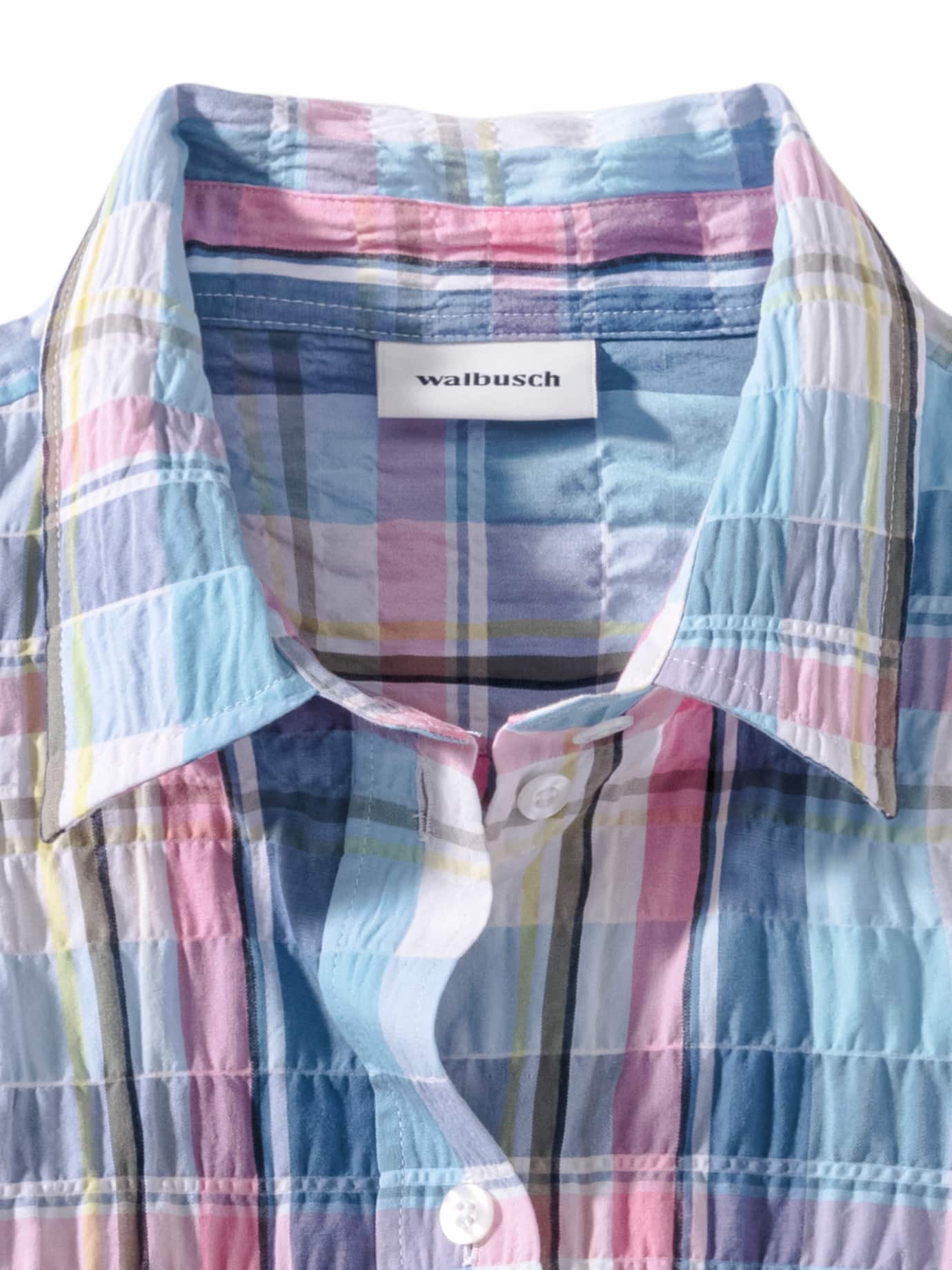 Walbusch Seersucker Shirt Blouse Blue 38 4