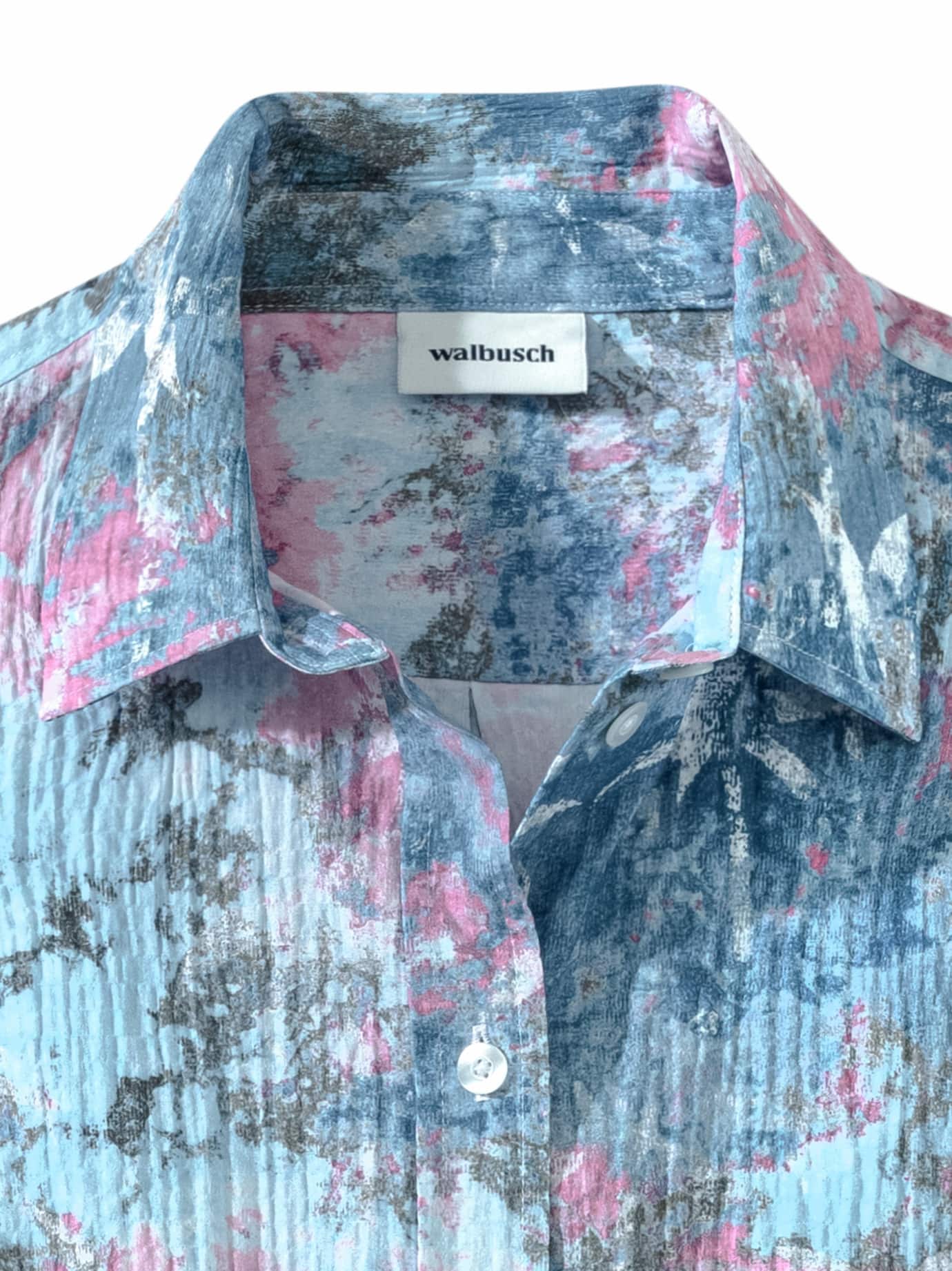 Walbusch Seersucker Shirt Blouse Blue 38 8