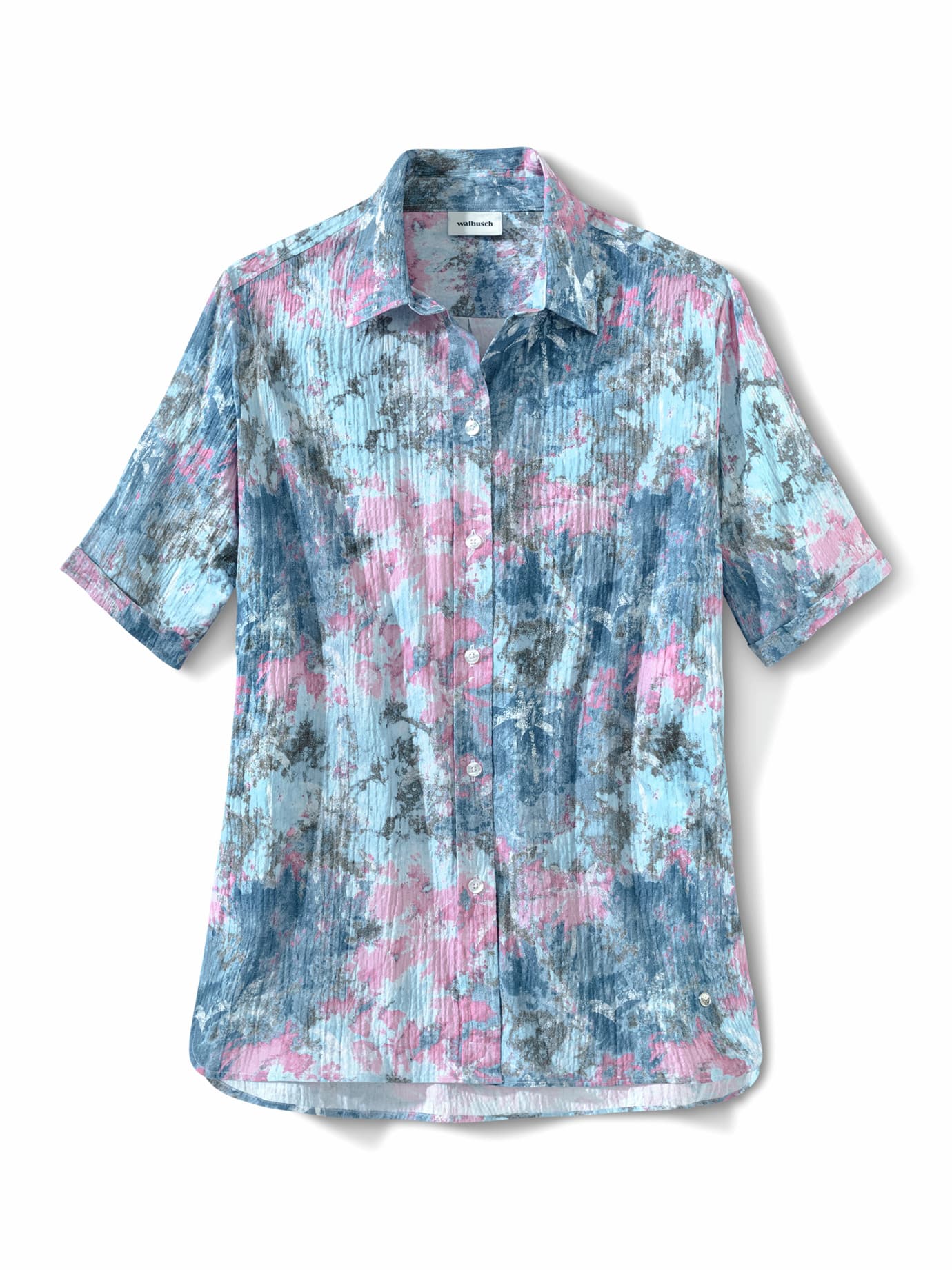 Walbusch Seersucker Shirt Blouse Blue 38 7