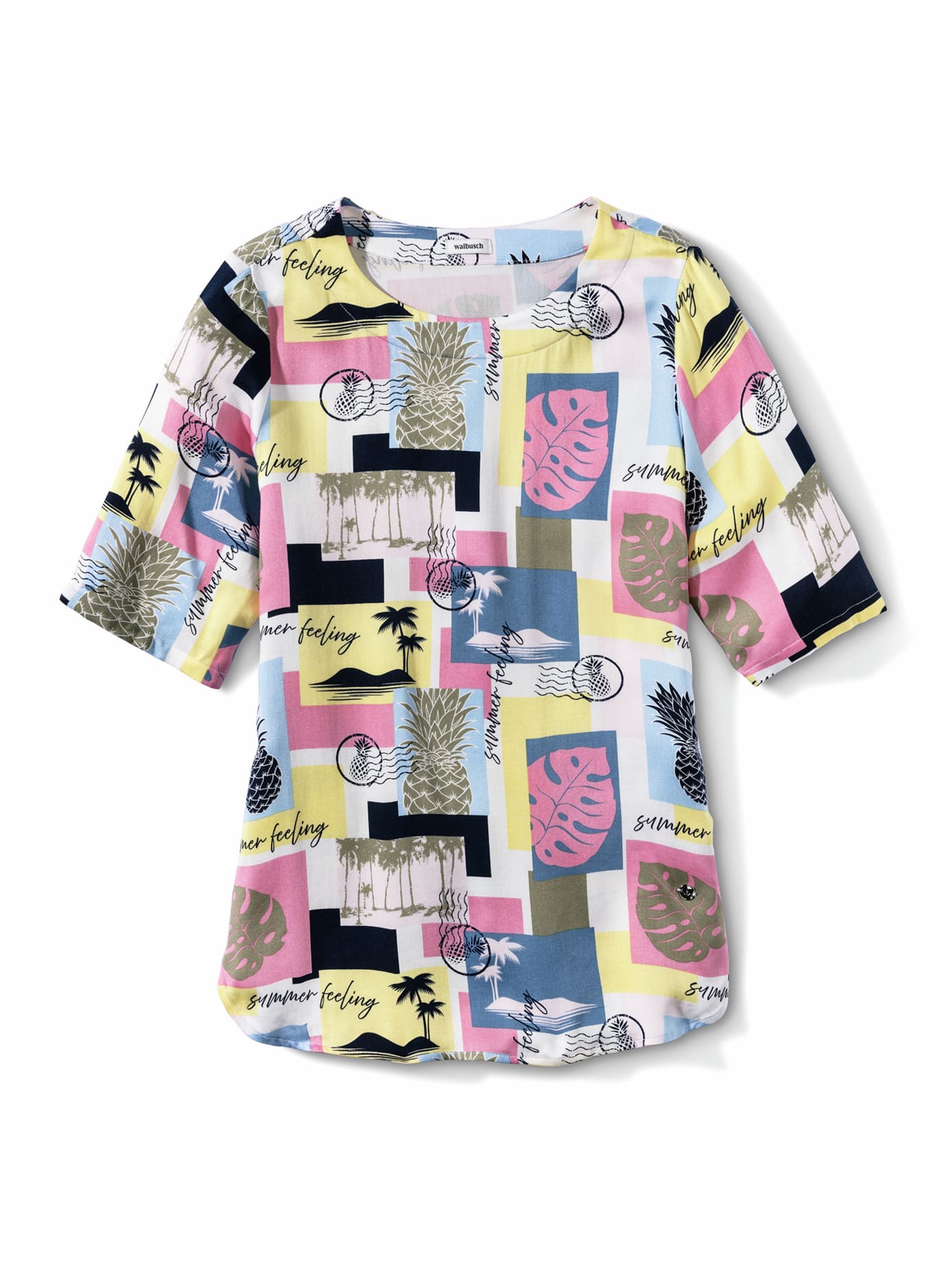 Walbusch T-Shirt-Bluse Extra Leicht, normale Größen, Farbe Blau, 38, extra leicht weichfließend Damen 3