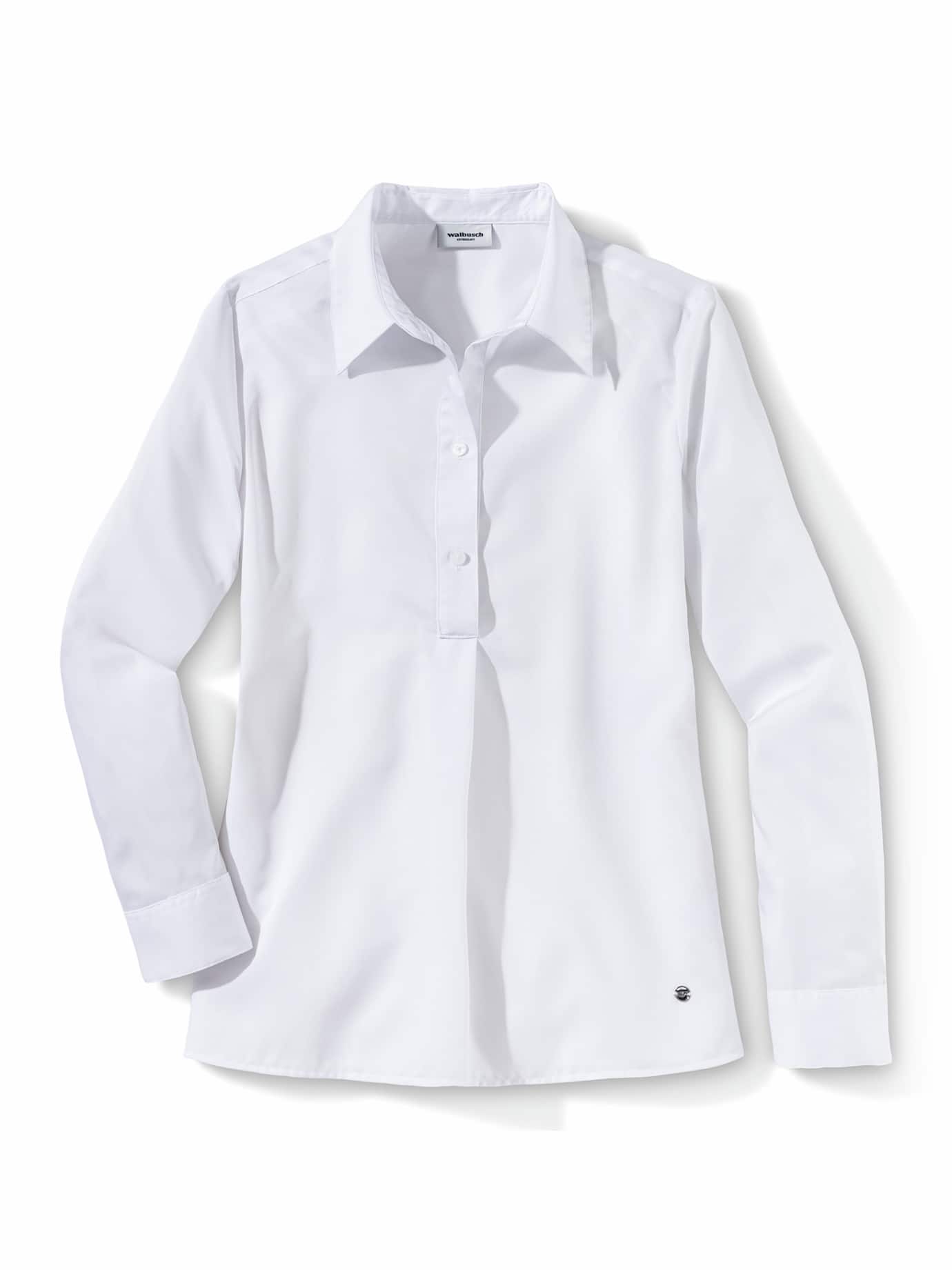 Walbusch Extraglatt Polo Bluse, normale Größen, Farbe Weiß, 52, bügelfrei 100% Baumwoll-Twill Damen 3