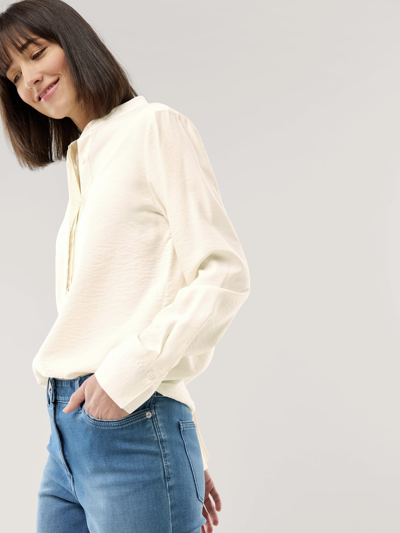 Walbusch Easy Care Crinkle Bluse Weiß 46 2