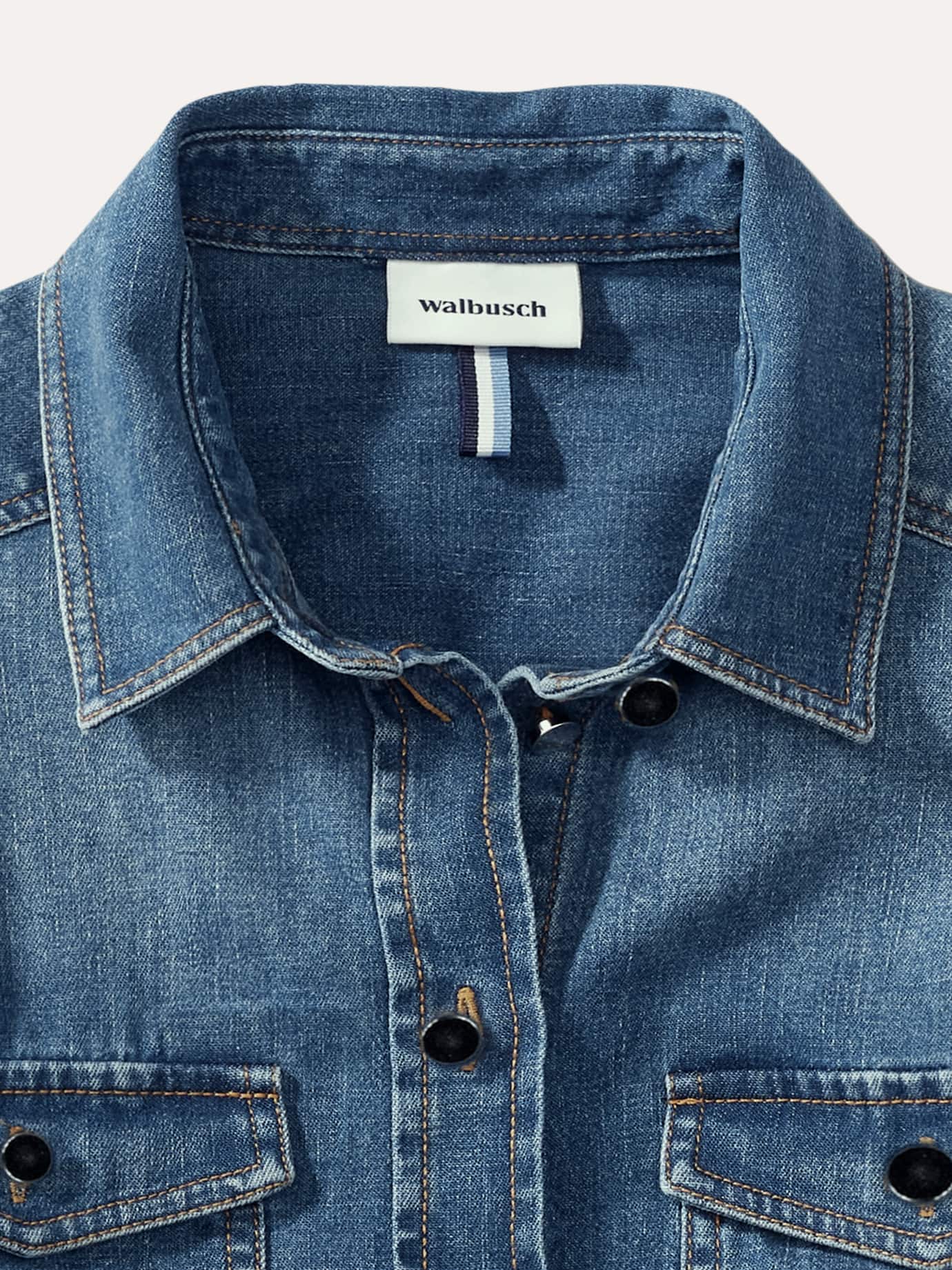 Walbusch Power Stretch Jeansbluse, normale Größen, Farbe Blau, 50, elastisch sportiver Look Damen 4