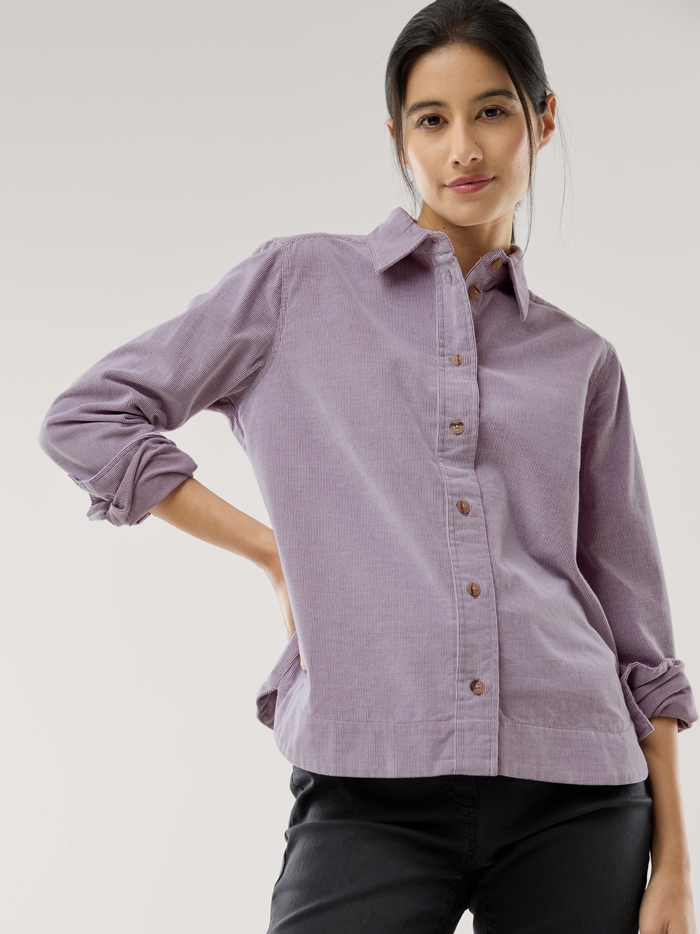 Two-Tone Cord Bluse Boxi Mauve