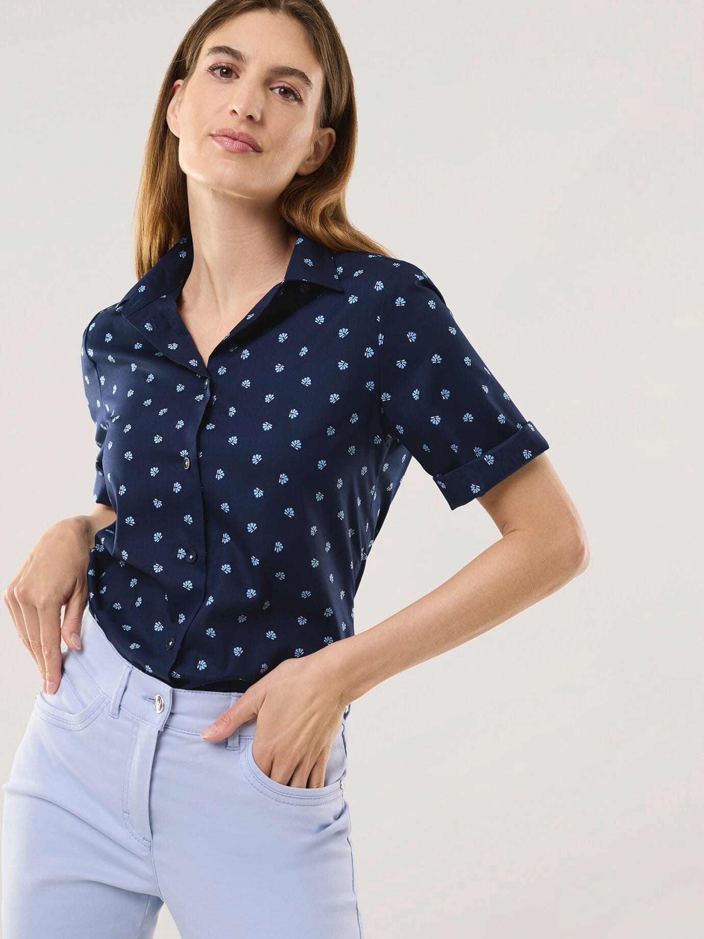 Extraglatt-Hemdbluse Everyday 2.0, noch offen: Filter Passform#normale Größen, Farbe Blau, 42, bügelfrei reine Baumwolle Damen
