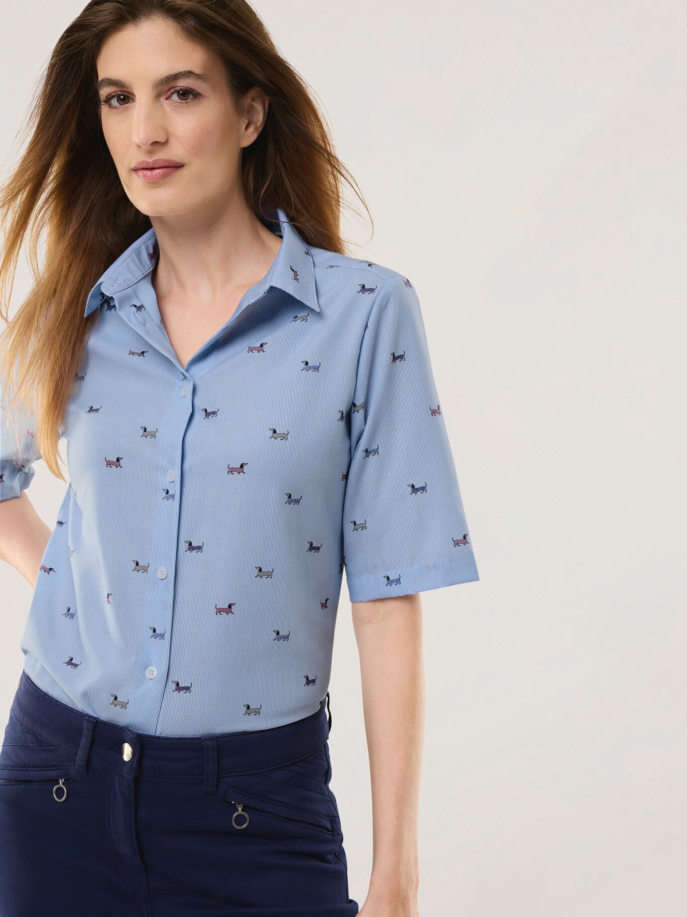 Walbusch Extraglatt-Hemdbluse Everyday 2.0, noch offen: Filter Passform#normale Größen, Farbe Blau, 44, bügelfrei reine Baumwolle Damen