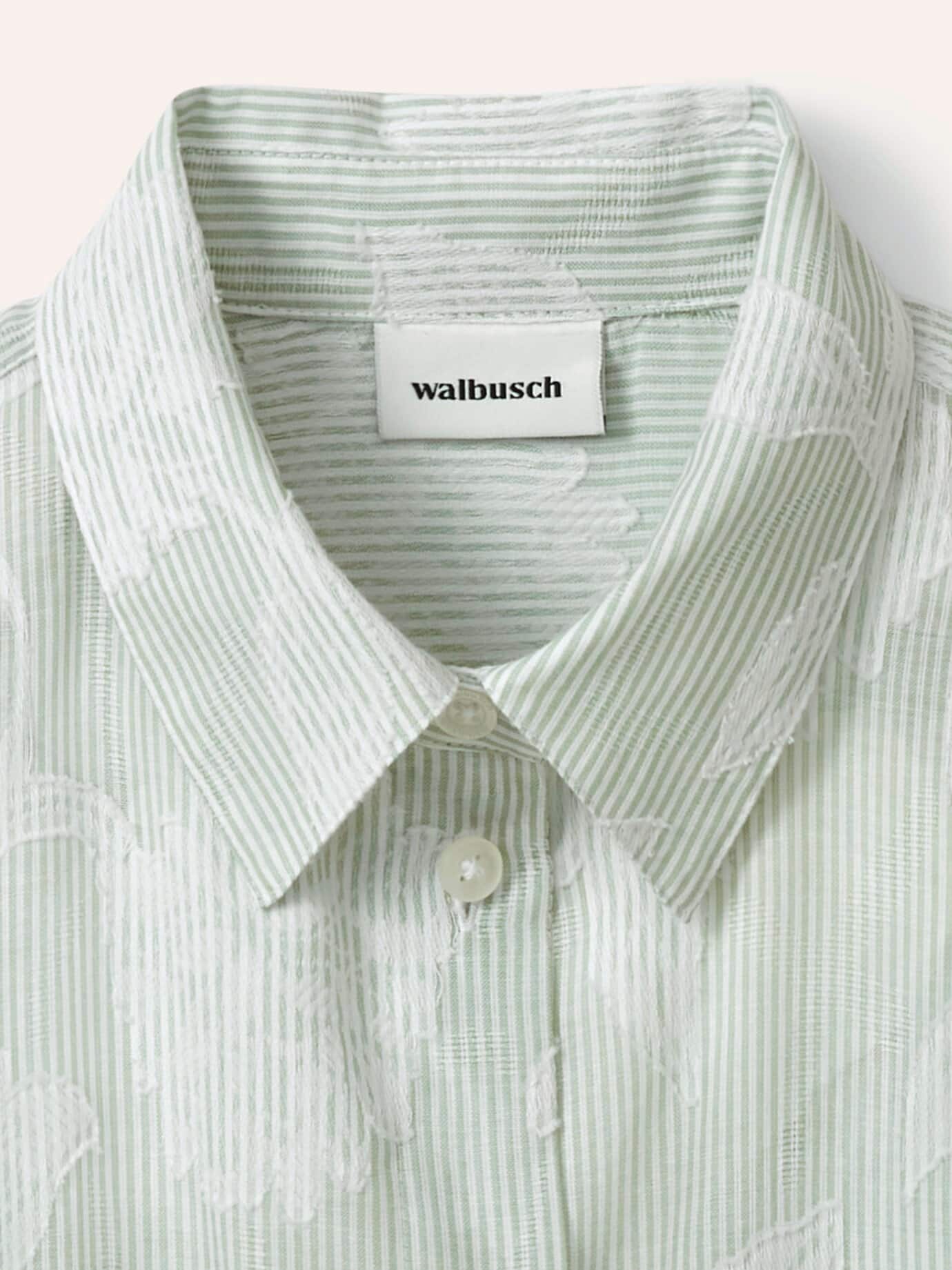 Walbusch Striped Cotton Shirt Green 48 4
