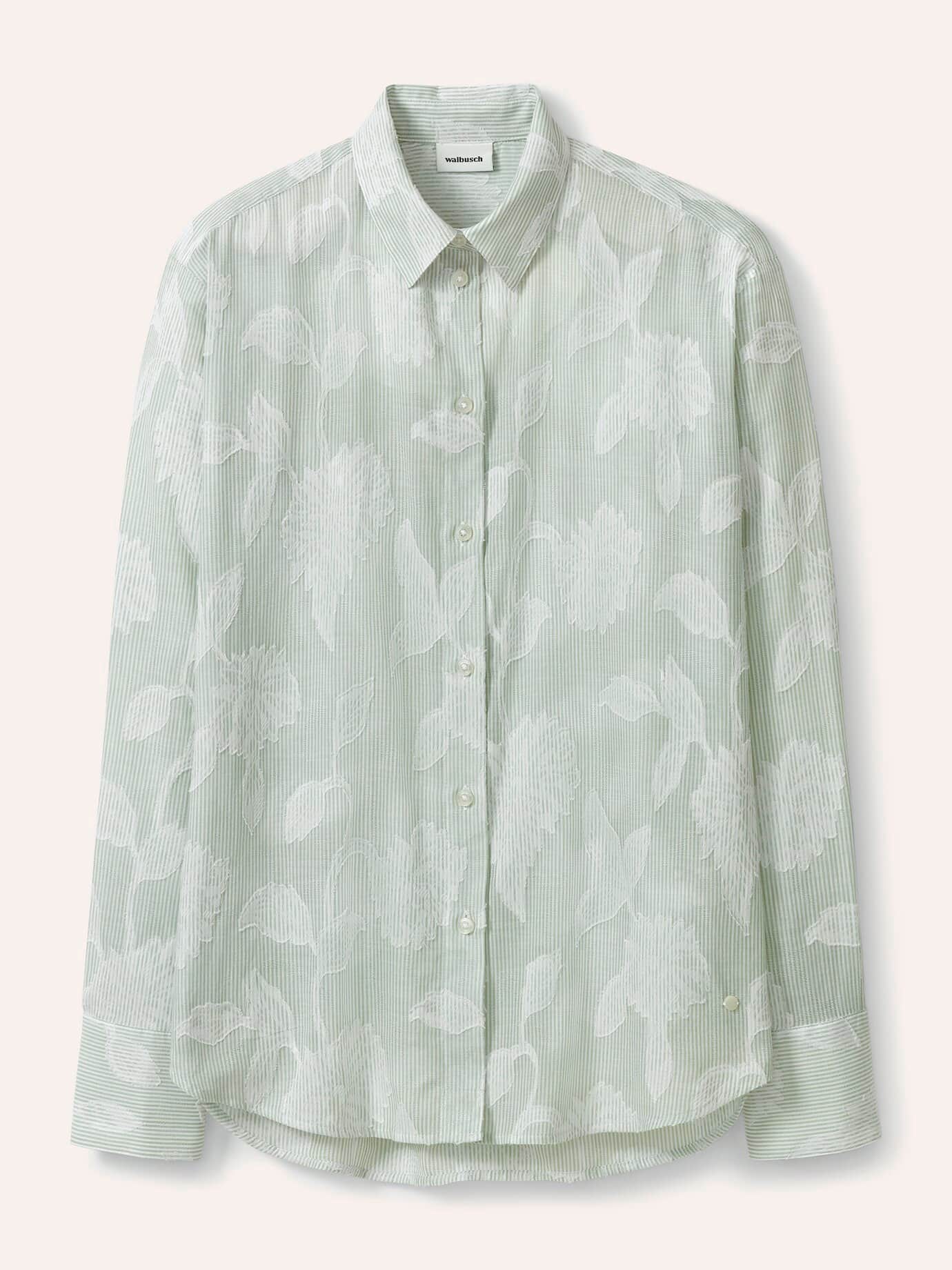 Walbusch Striped Cotton Shirt Green 48 3