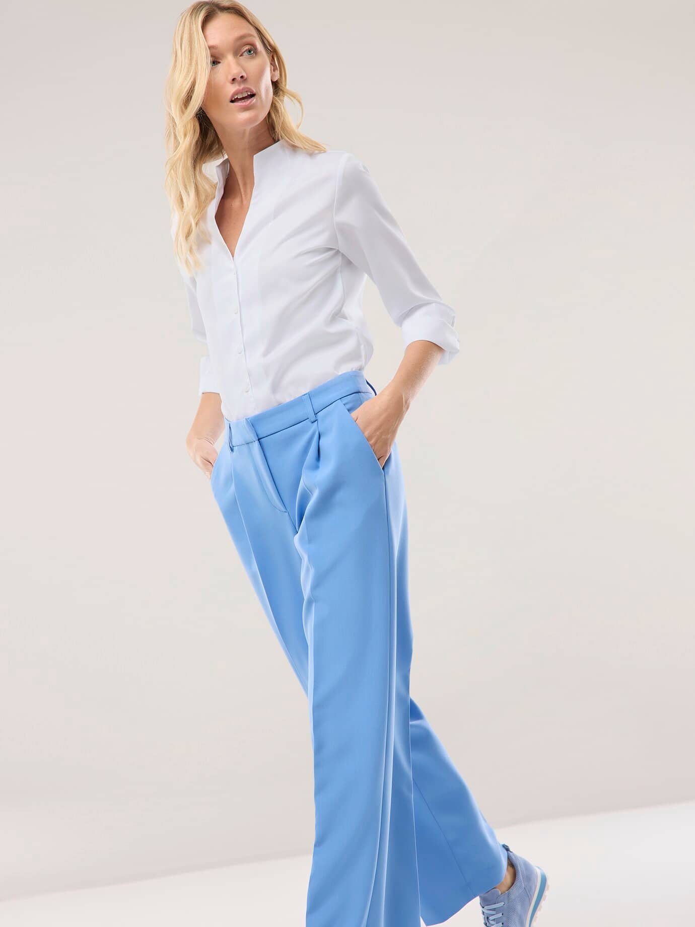 Walbusch Extraglatt Blouse Cup Collar White 44 2