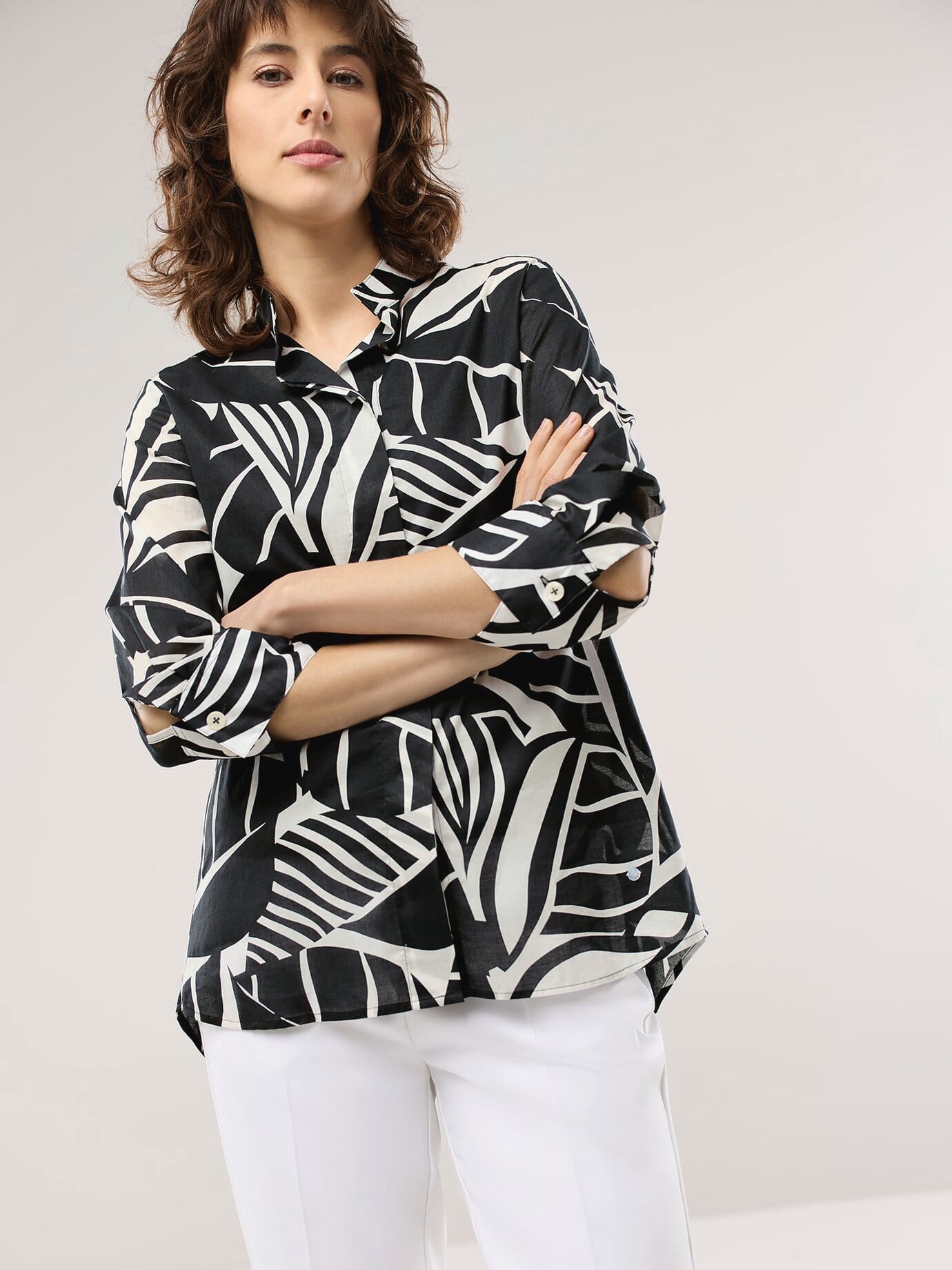 Thumbnail - Tunika-Bluse mit Stehkragen