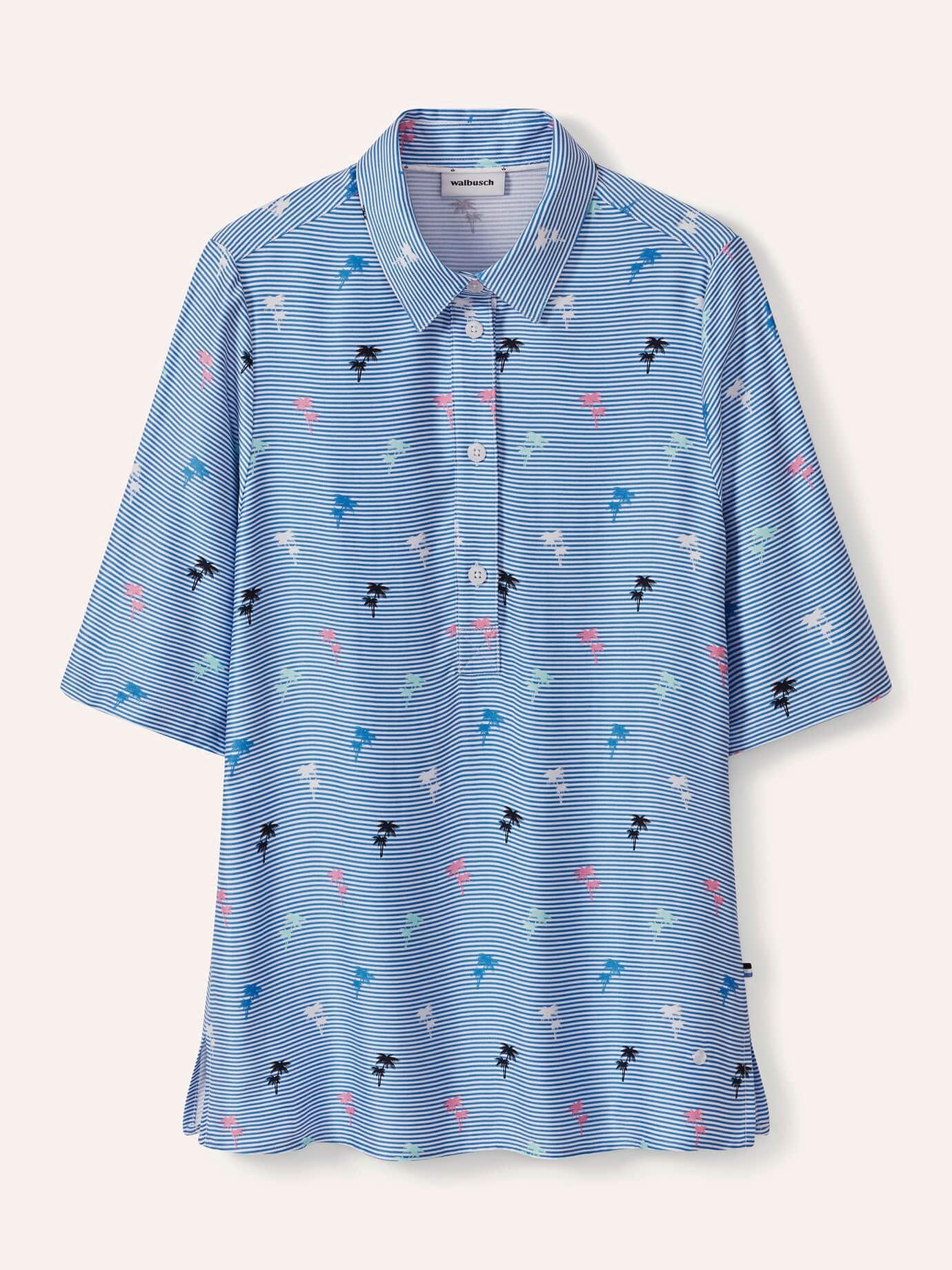 Walbusch Polo Blouse Viscose Blue 36 7