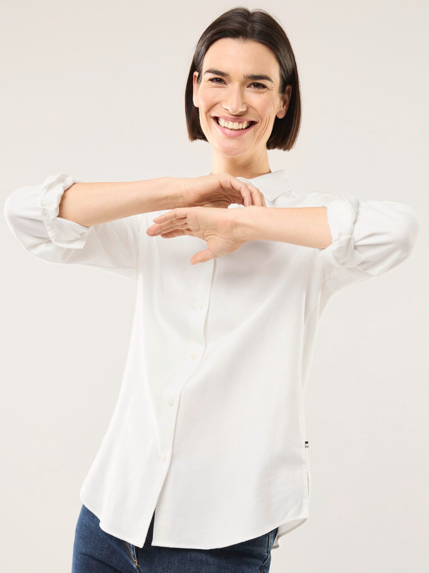 Walbusch Thermo Flannel Shirt Blouse White 48 2