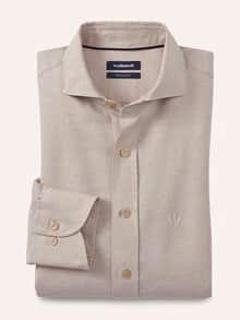 Leinen-Mix Hemd mit Haifischkragen Sand