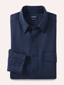 Leinen-Mix Multi-Taschen Hemd Marine